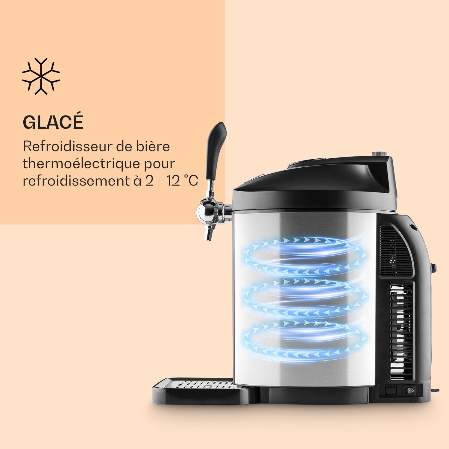 Distributeur de bière Skal Rafraîchisseur de bière fûts de 5 l CO2 inox Noir / Argent Métallisé