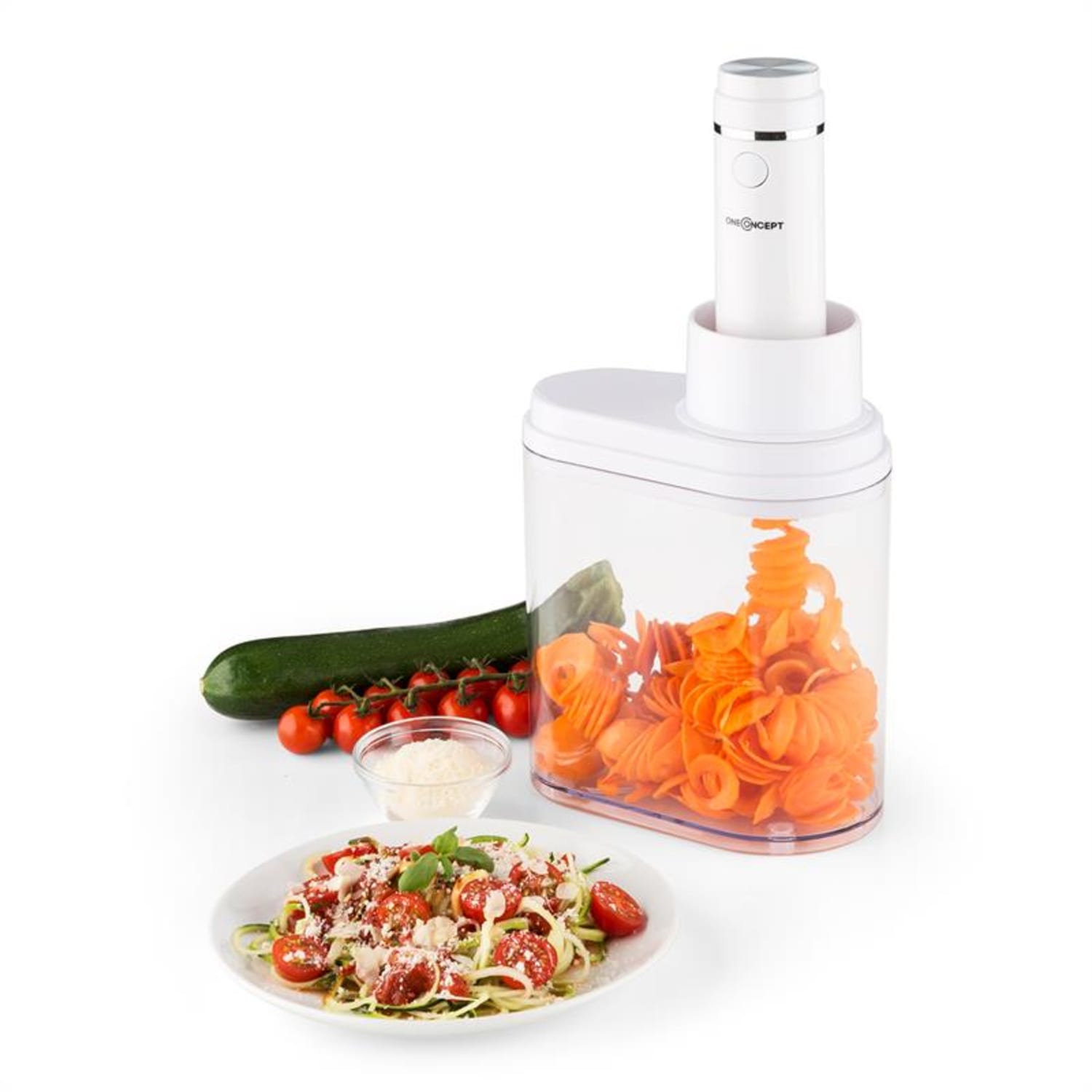 Spirou Découpe-légumes électrique coupe spirale 100W 3 lames -blanc Blanc