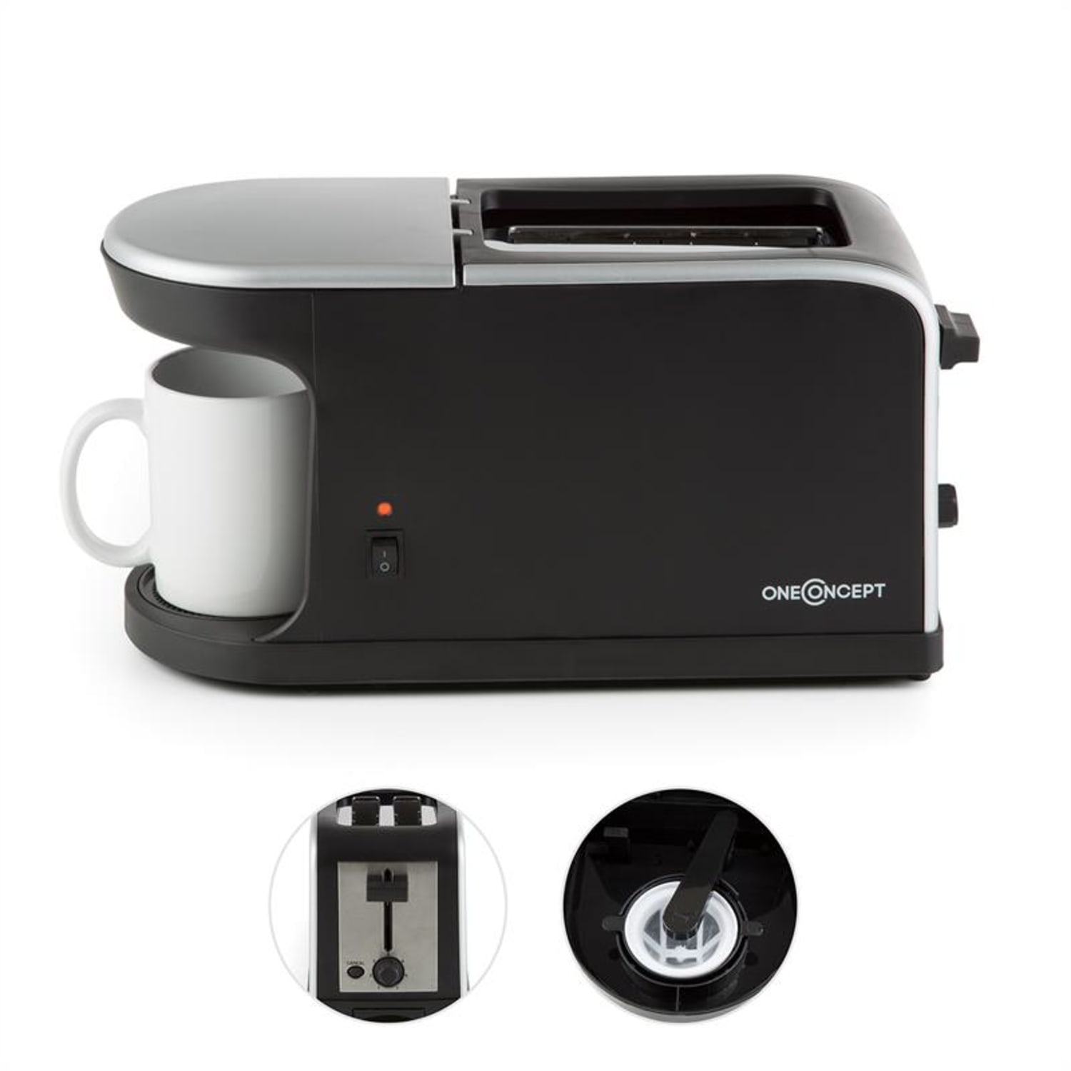 Quickie 2 v 1 opekač kruha z dvema režama mini aparat za kavo skodelica vključena 