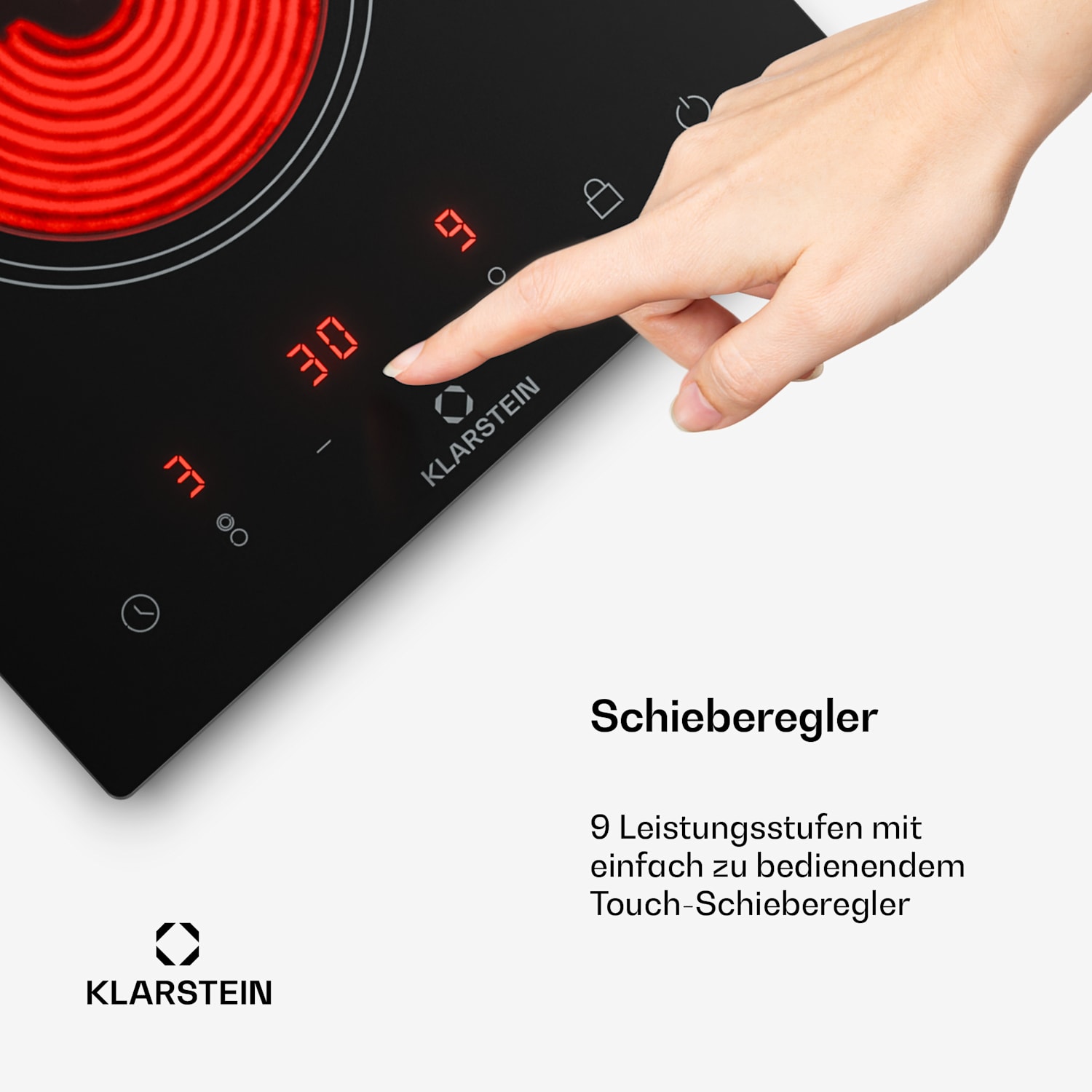 VariCook Domino Glaskeramikkochfeld Halogen-Einbaukochfeld 3000W Edelstahl