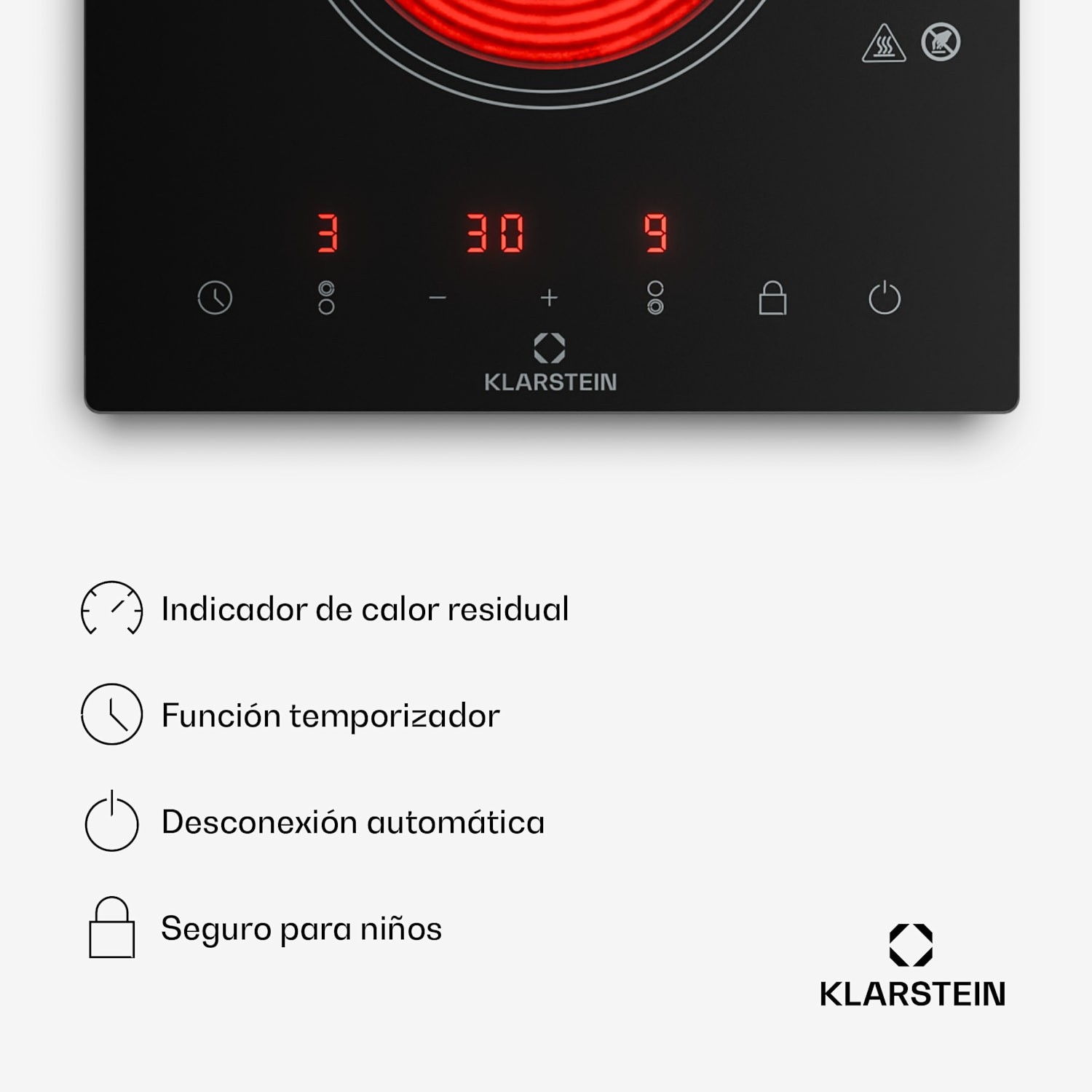 VariCook Domino placa de vitrocerámica halógena instalación 3000W 