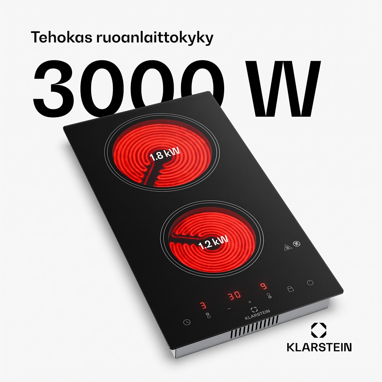 VariCook Domino lasikeramiikkakeittolevy halogeeni keittolevy 3000W Ruostumaton Teräs