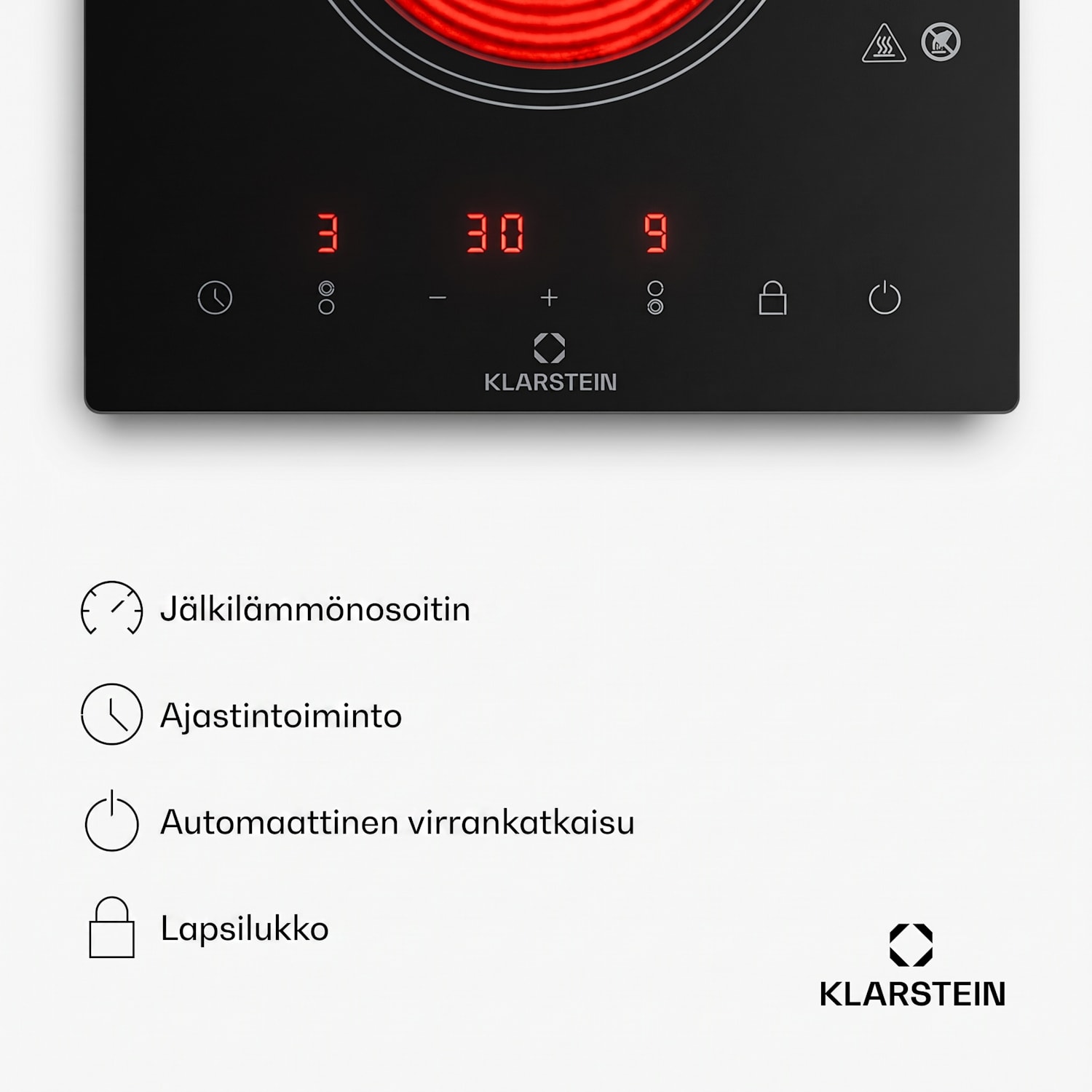 VariCook Domino lasikeramiikkakeittolevy halogeeni keittolevy 3000W Ruostumaton Teräs