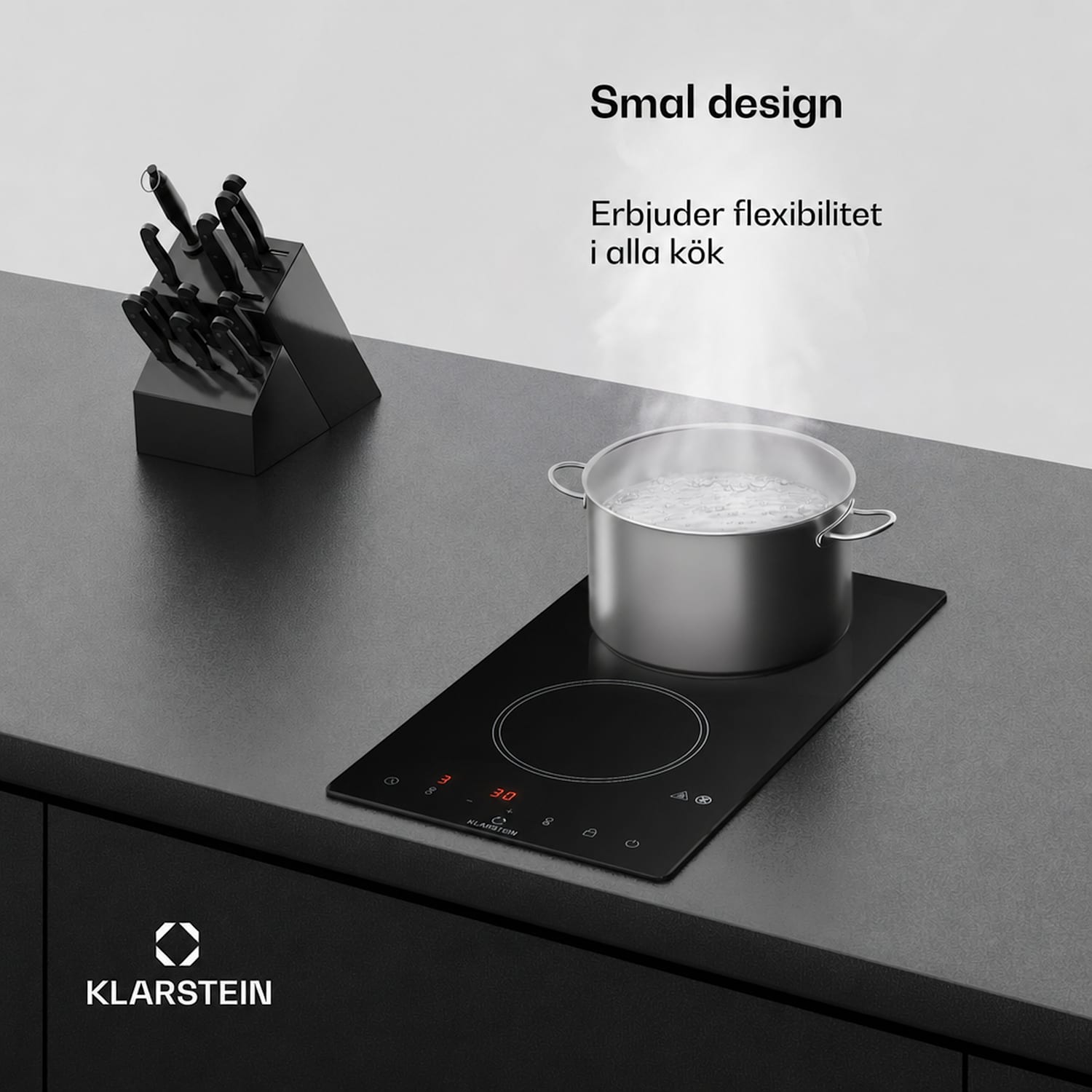 VariCook Domino Glaskeramikhäll Inbyggd Halogen-kokhäll 3000W Rostfritt Stål