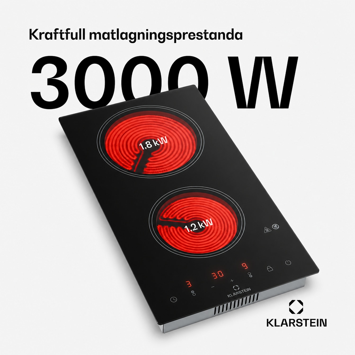 VariCook Domino Glaskeramikhäll Inbyggd Halogen-kokhäll 3000W Rostfritt Stål