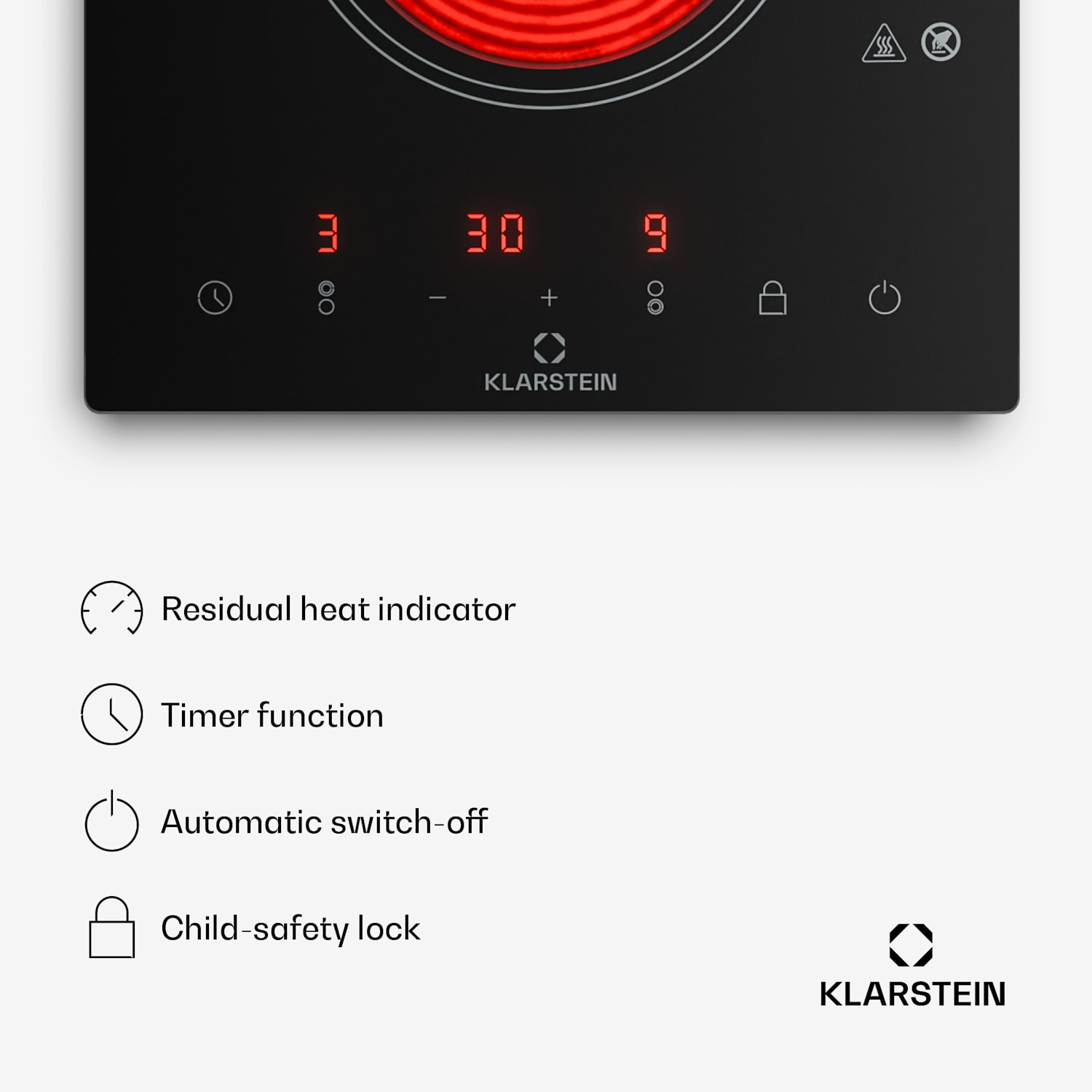 VariCook Domino Fogão Placa Vitrocerâmica Halogéneo p/Encastramento 3000W Aço Inoxidável
