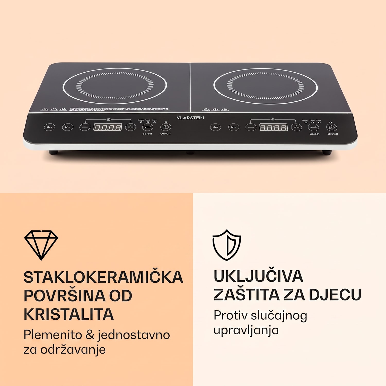 VARICOOK SLIM, DOUBLE INDUKCIJSKI ŠTEDNJAK ZA KUHANJE 3500W, TIMER, TOUCHSCREEN 3500 W