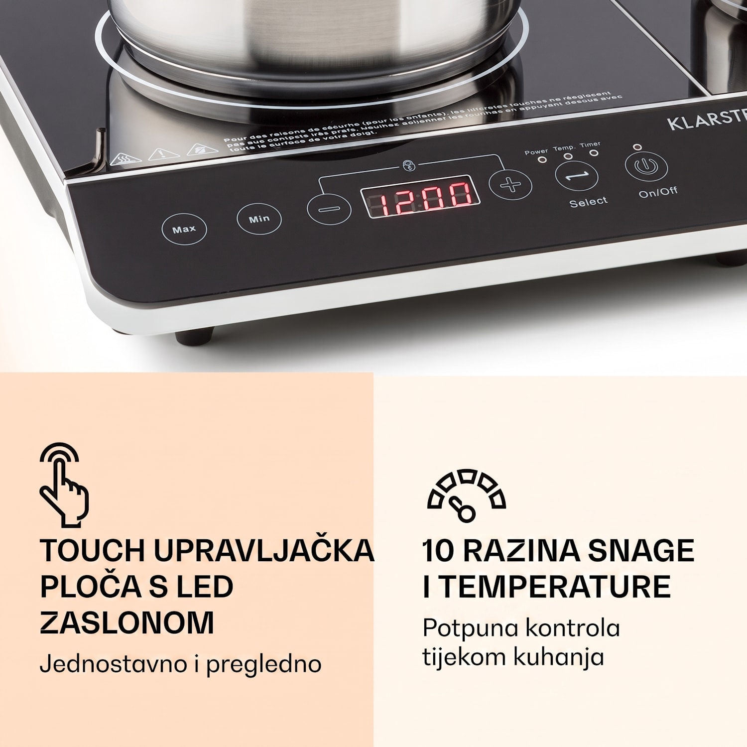 VARICOOK SLIM, DOUBLE INDUKCIJSKI ŠTEDNJAK ZA KUHANJE 3500W, TIMER, TOUCHSCREEN 3500 W
