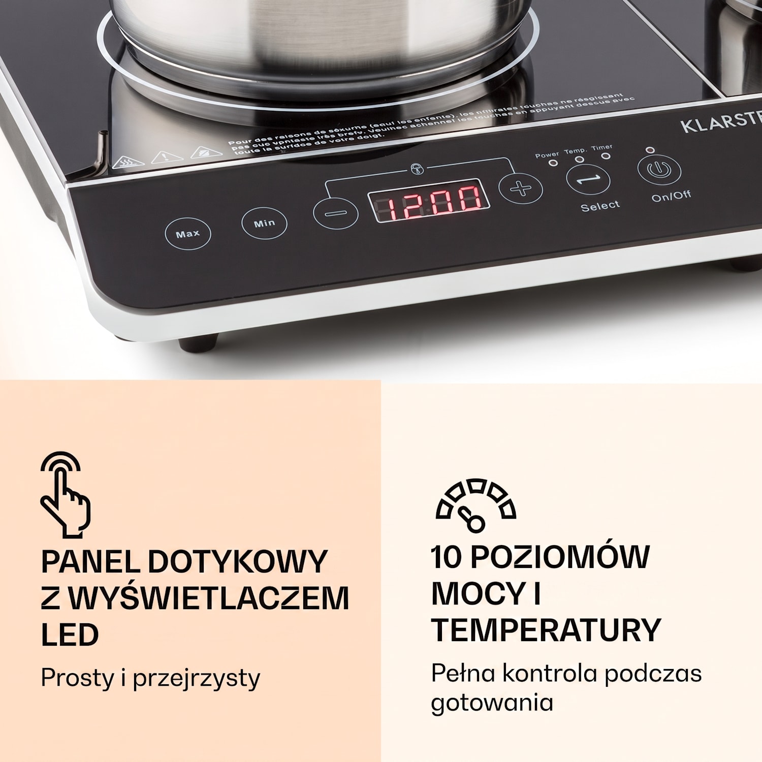 VariCook Slim Płyta indukcyjna podwójna 3500 W Timer 240°C sterowanie dotykowe 3500 W