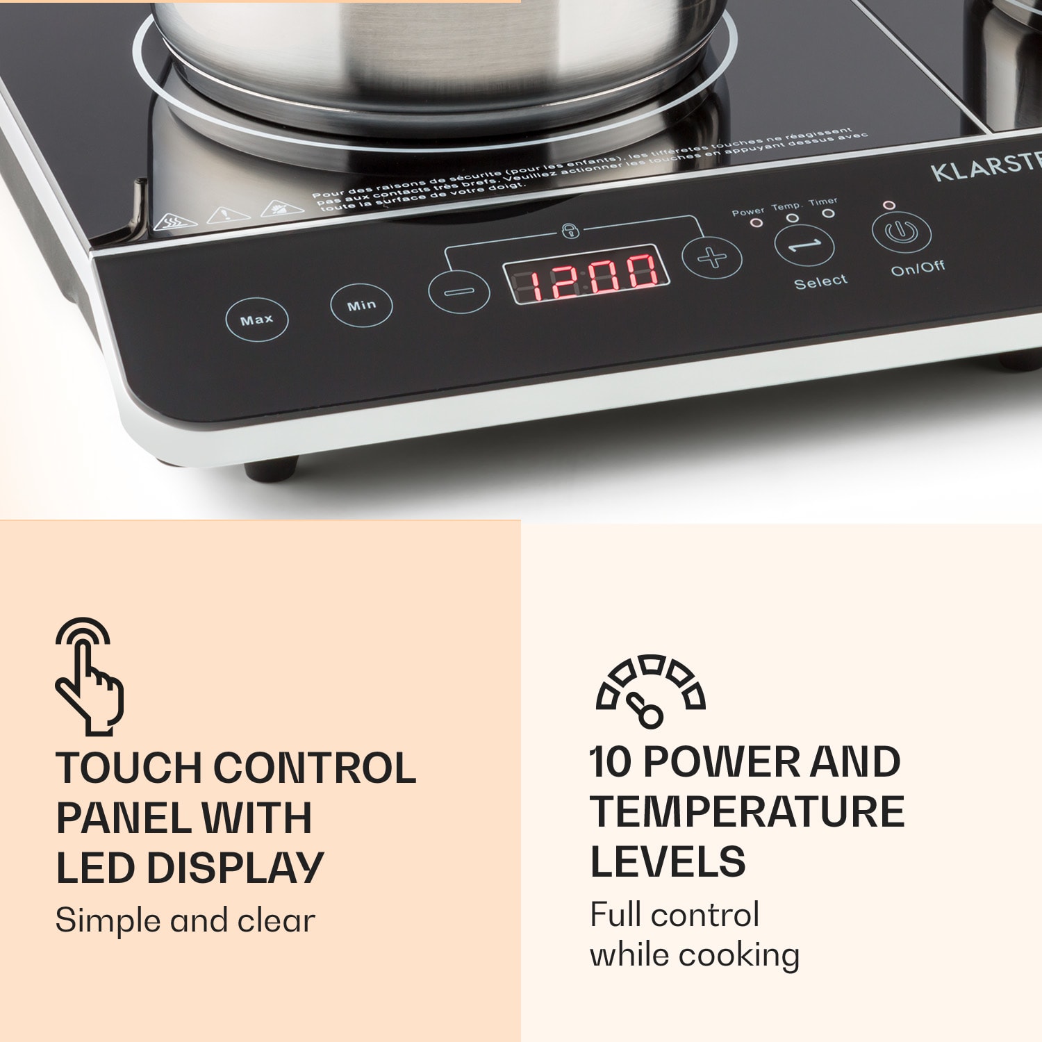 VariCook Slim Double plaque chauffante à induction 3500 W Minuterie 240 °C tactile 3500 W