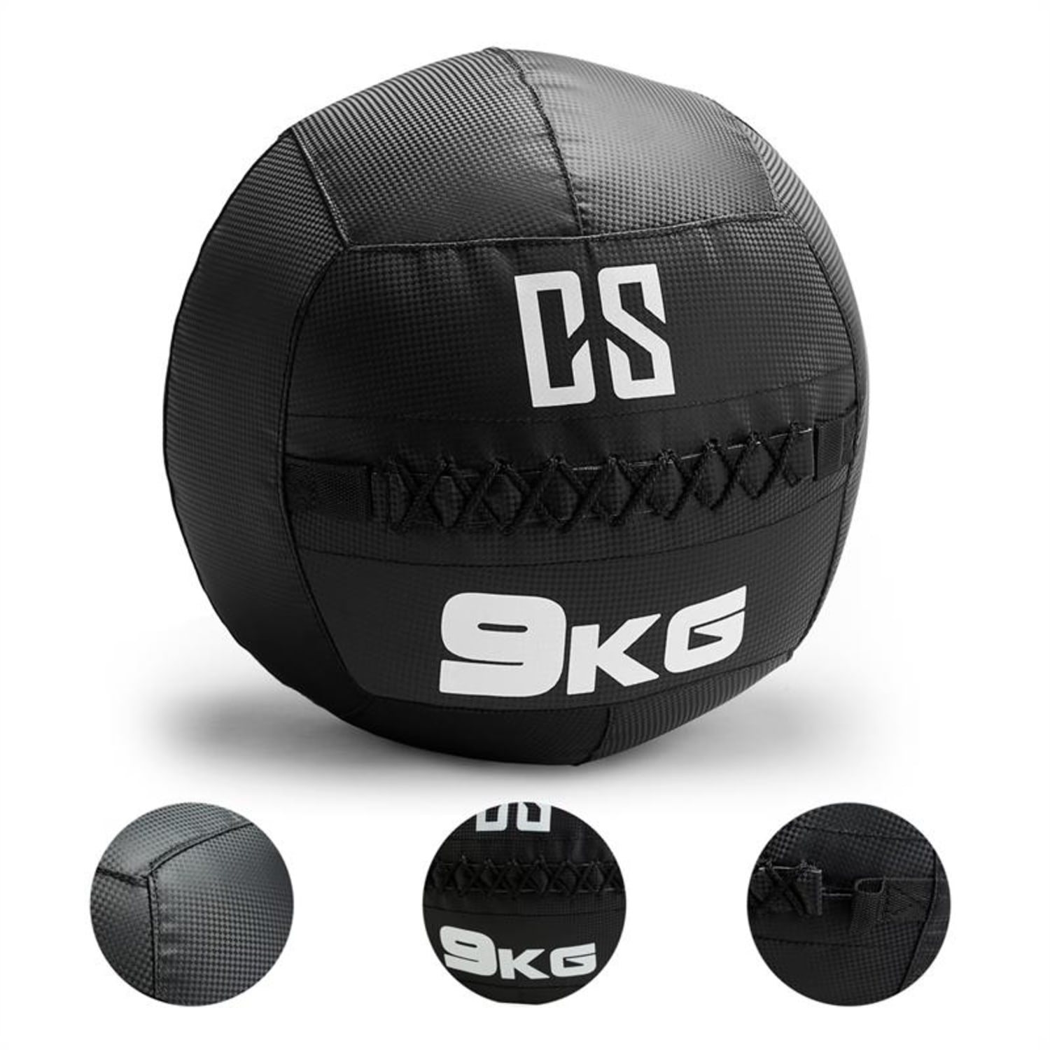Bravor Wall Ball medicinbal PVC 9kg černá, dvojité švy 9 kg