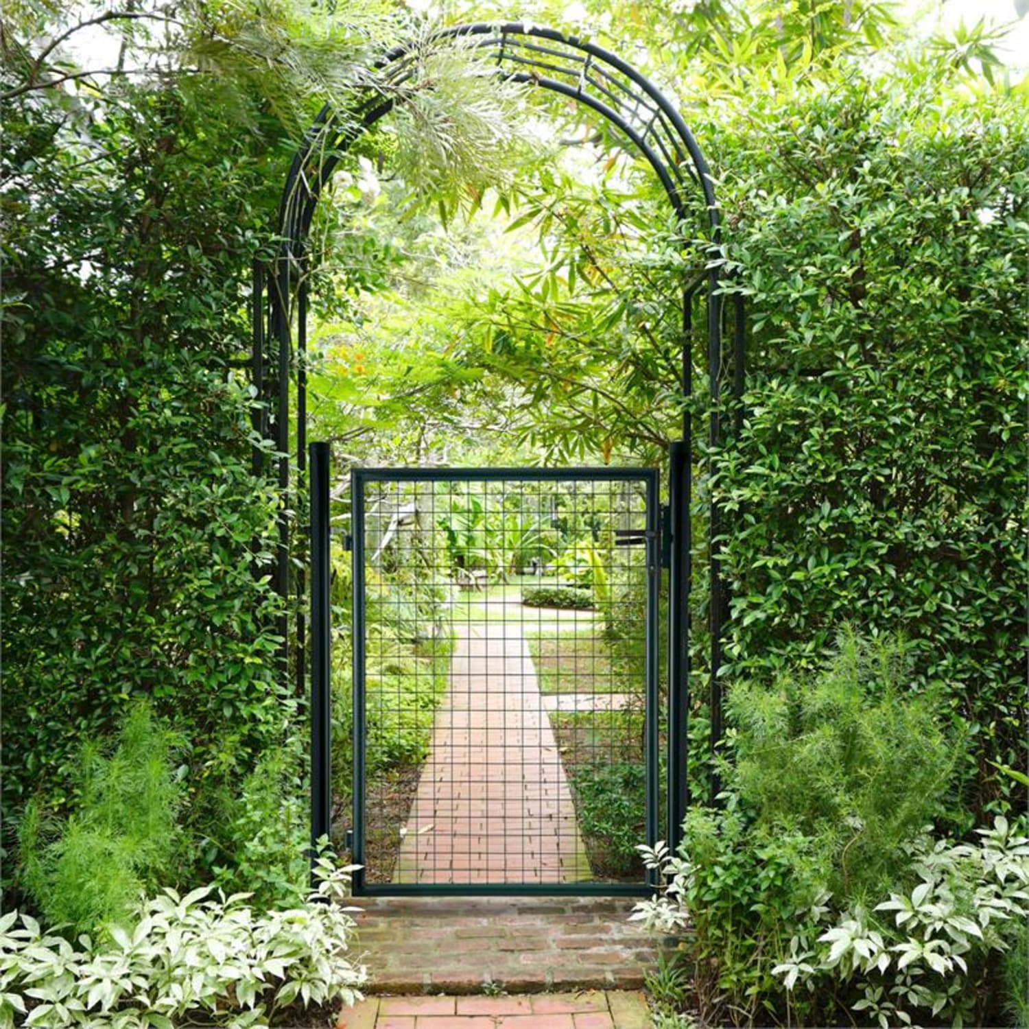 Duraporta 1710 záhradná brána, mriežka, 1,7m vysoká, oceľ, zámok, zelená 