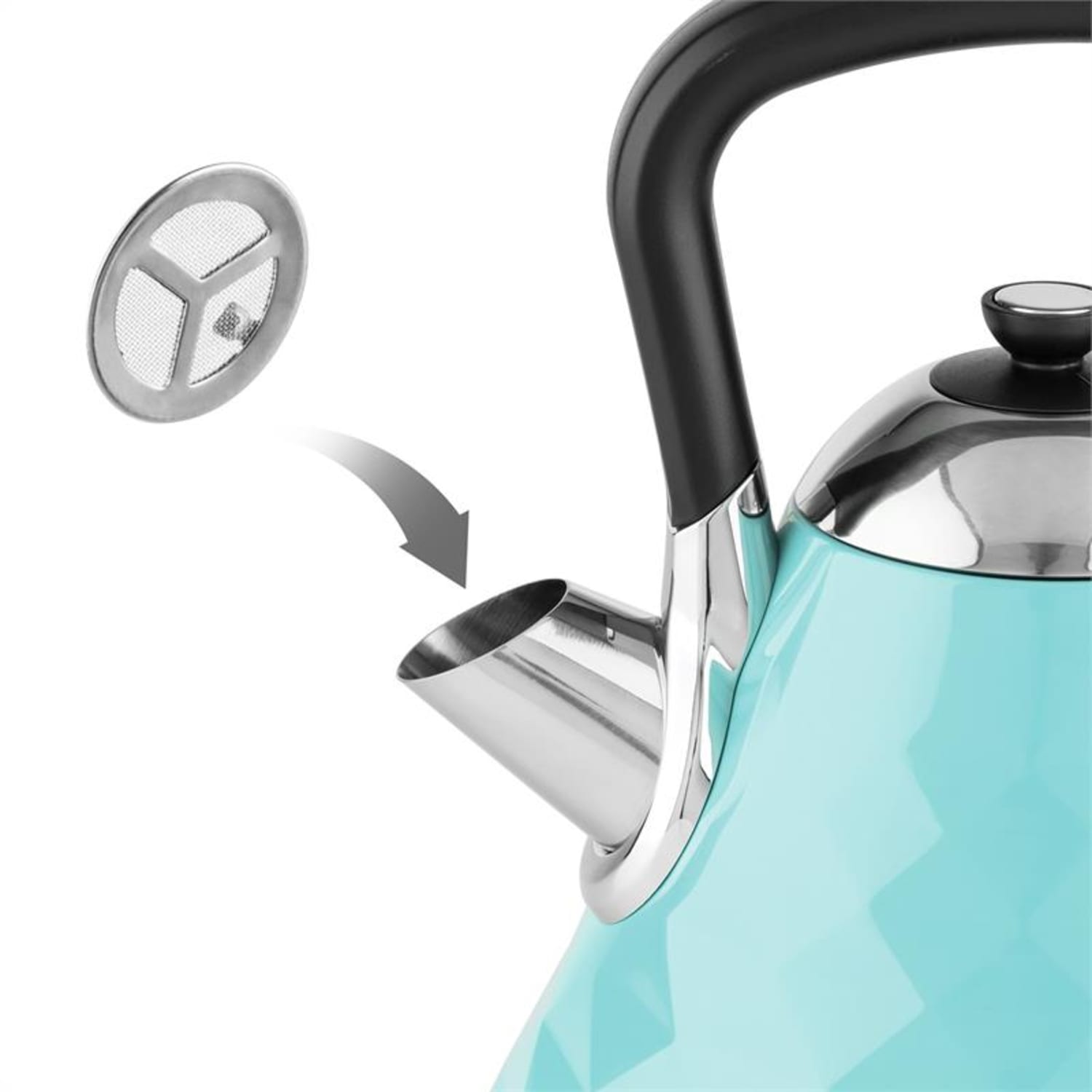 Curacao Azur Bollitore Teiera elettrica 2200W 1,7L Acciaio Inox Blu 