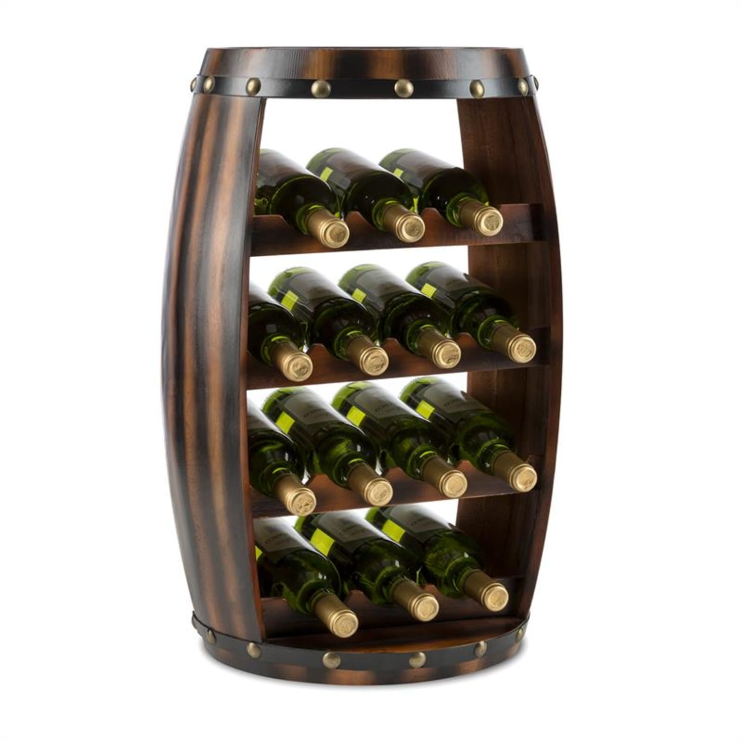 Barrica puu-viinihylly viinitynnyri pulloteline 14 pulloa kuusi 