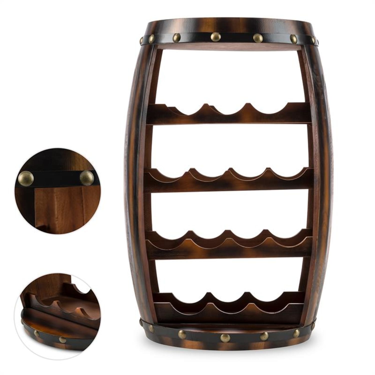 Barrica puu-viinihylly viinitynnyri pulloteline 14 pulloa kuusi 