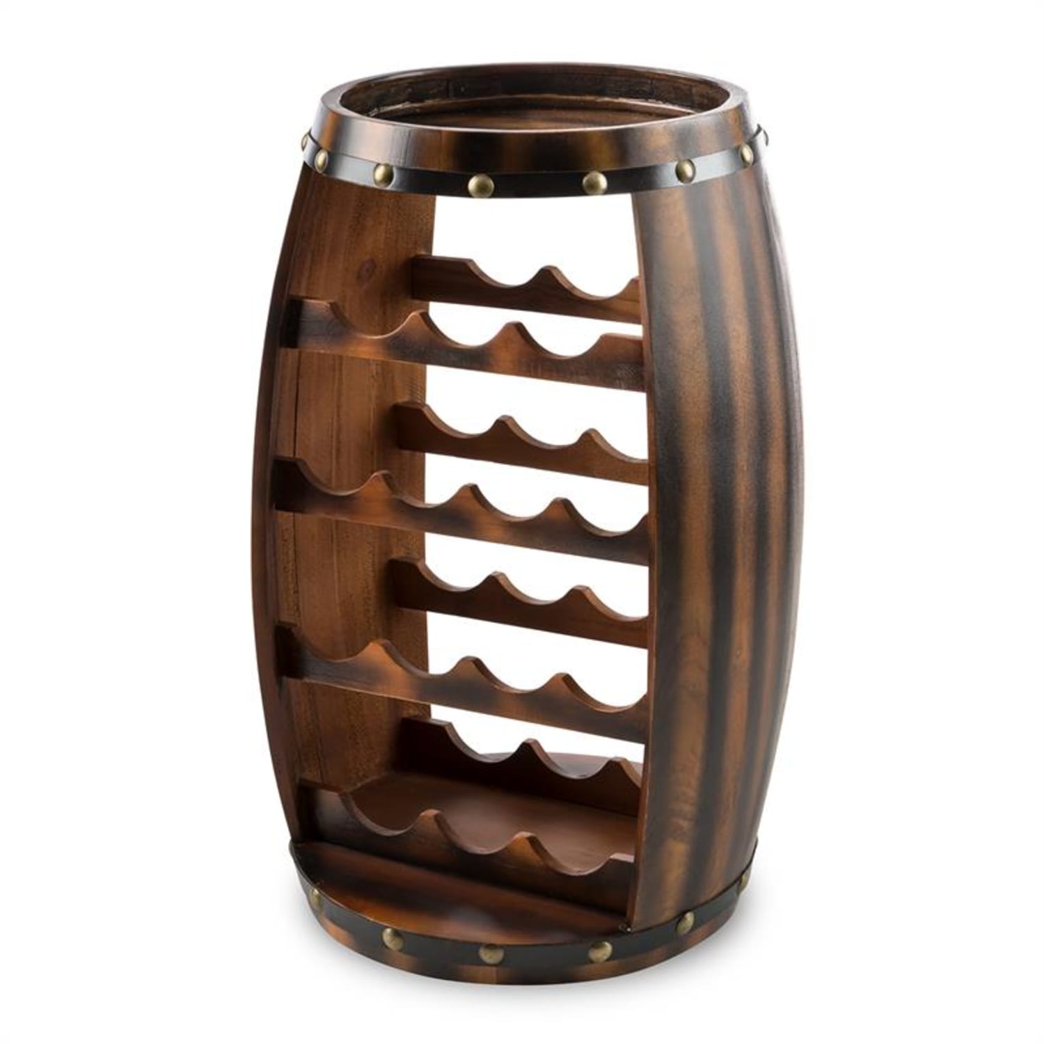 Barrica puu-viinihylly viinitynnyri pulloteline 14 pulloa kuusi 