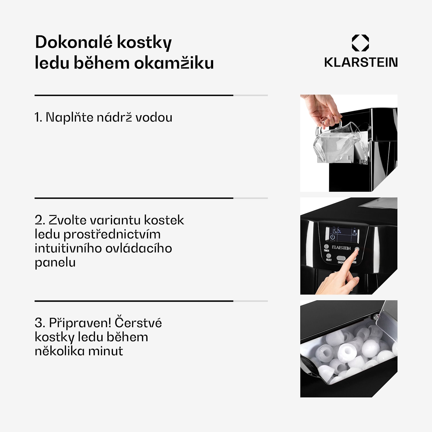 Ice Volcano 2G, výrobník ledu, 12 kg/24 h, 2 l, LED, černý 