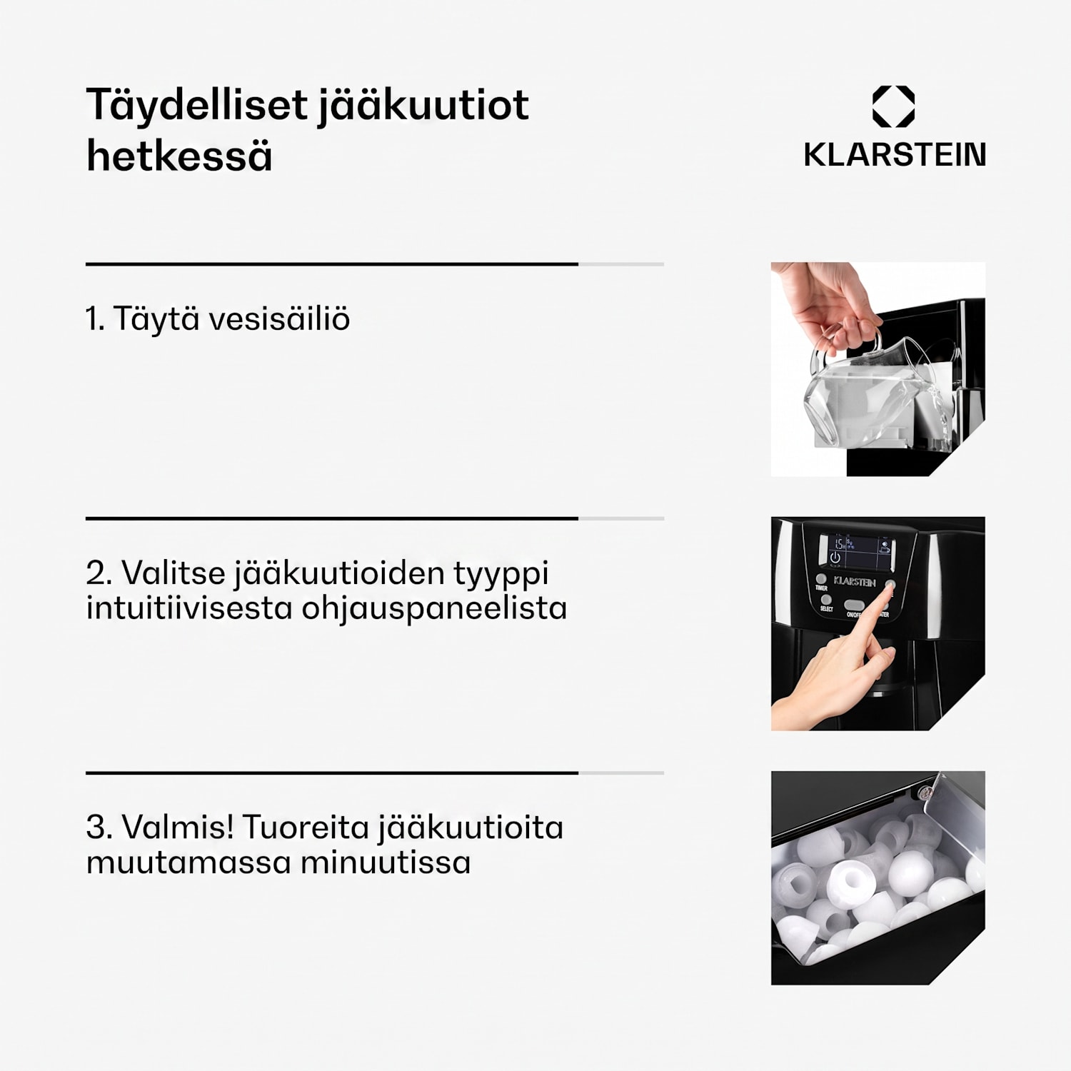 Ice Volcano 2GB jääpalakone LED | 12kg/24 h | 2l | 6-10min musta Musta