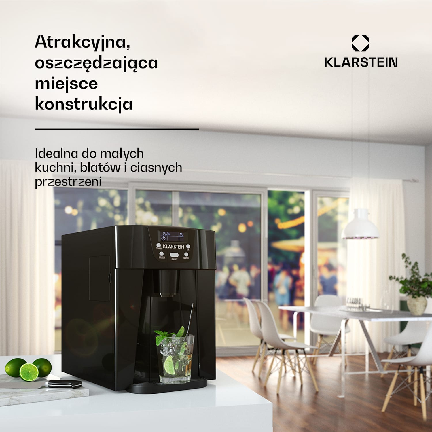 Ice Volcano 2G Kostkarka do lodu LED | 12 kg na 24 h | 2 l | 6-10 min czarna Czarny