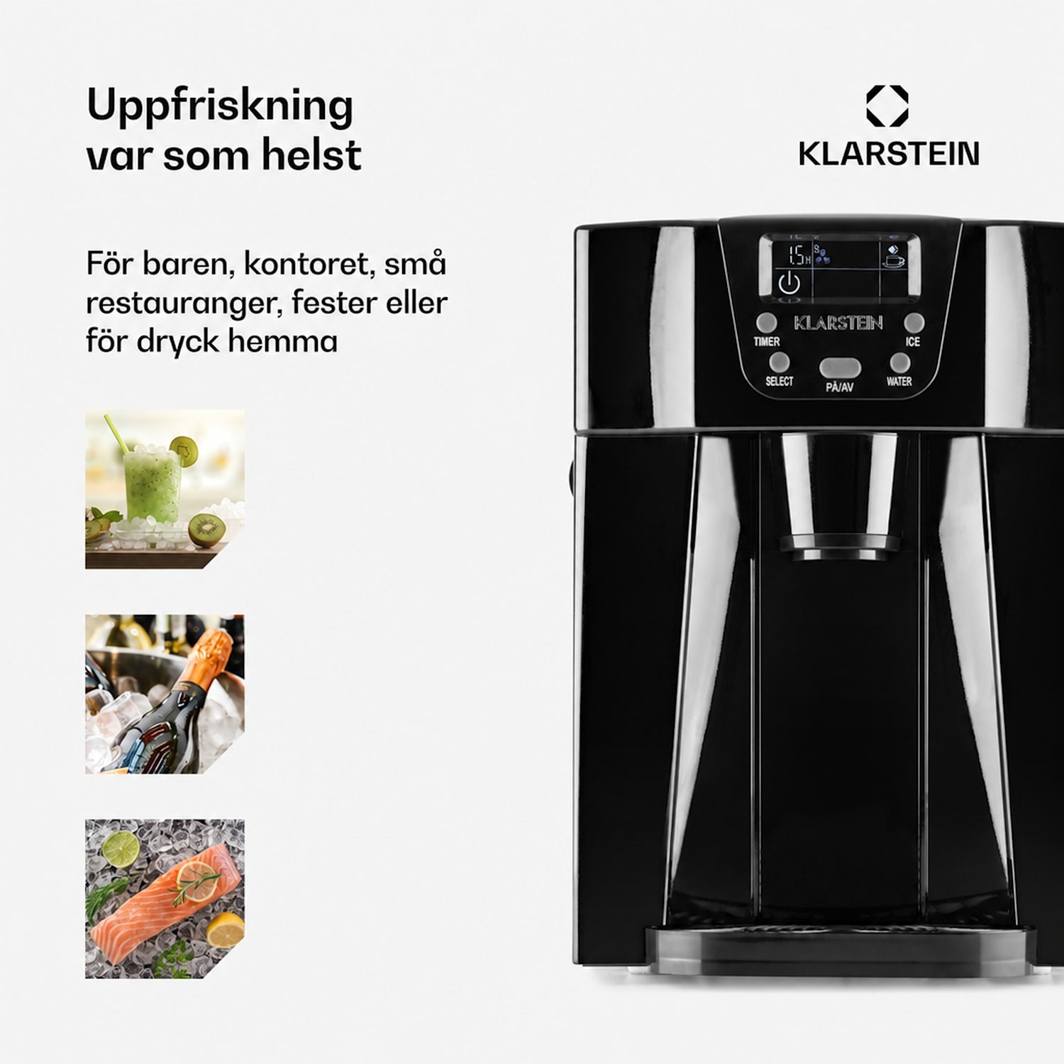 Ice Volcano 2G Ismaskin LED | 12kg var 24:e timme | 2l | 6-10min svart 