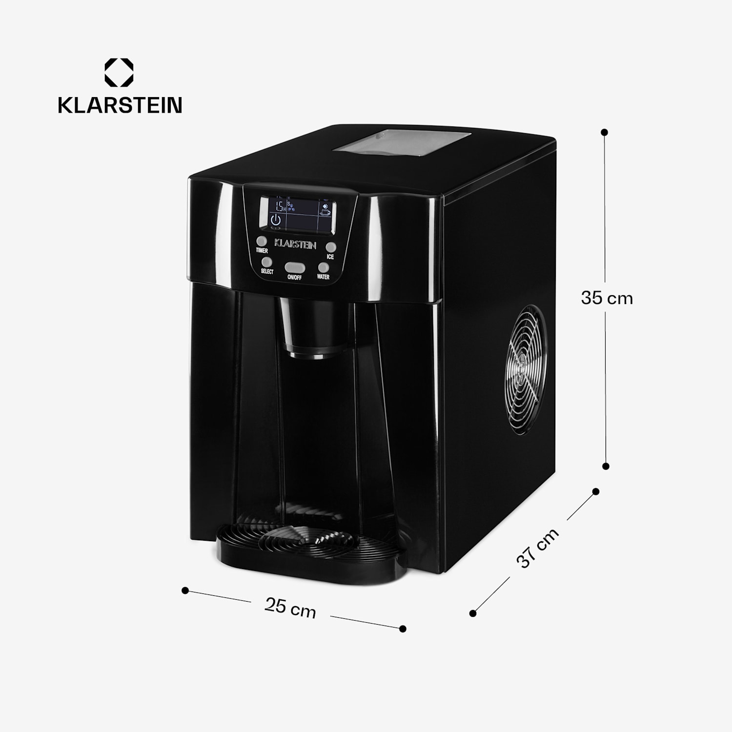 Ice Volcano 2G, jégkocka készítő, 12 kg/24 h, jékockagyártó, LED, fekete Fekete