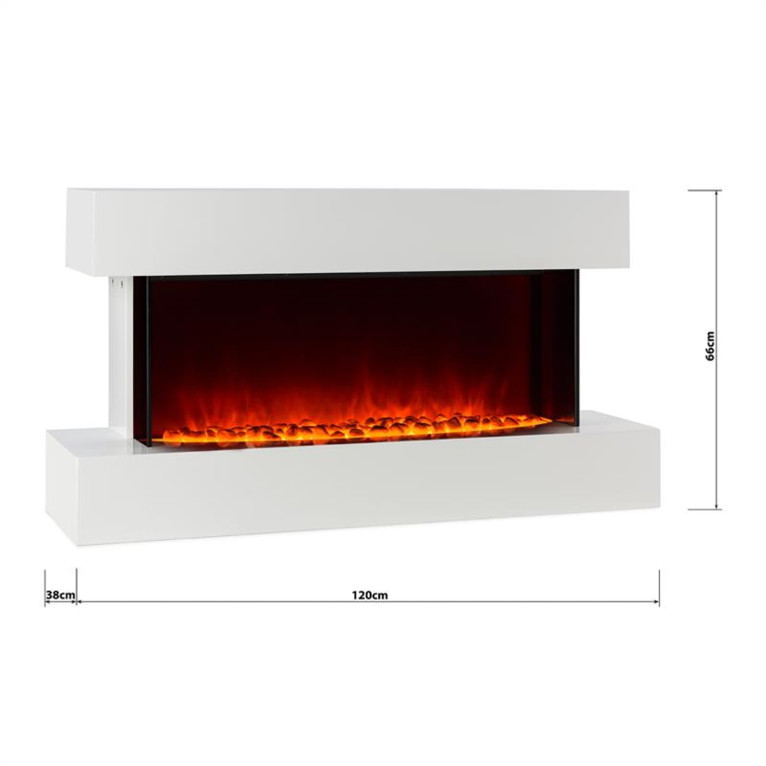 Studio-2 electrische haard LED-vlammensimulatie 1000/2000 W 40m² wit 1000/2000 W