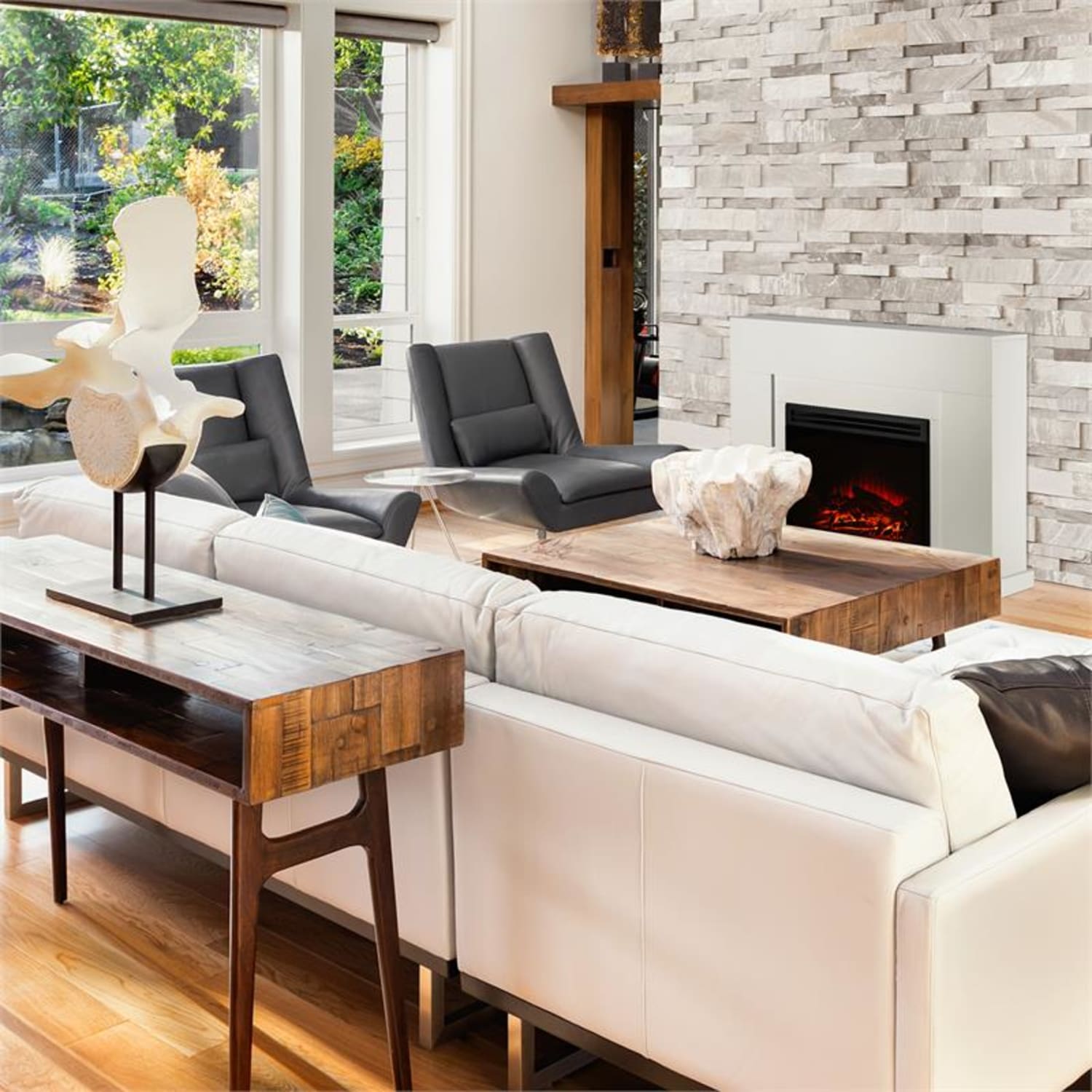 Blanca semineu electric cu LED-uri ,1000/2000 W 5000 BTU 40 m² de sticlă / MDF alb 