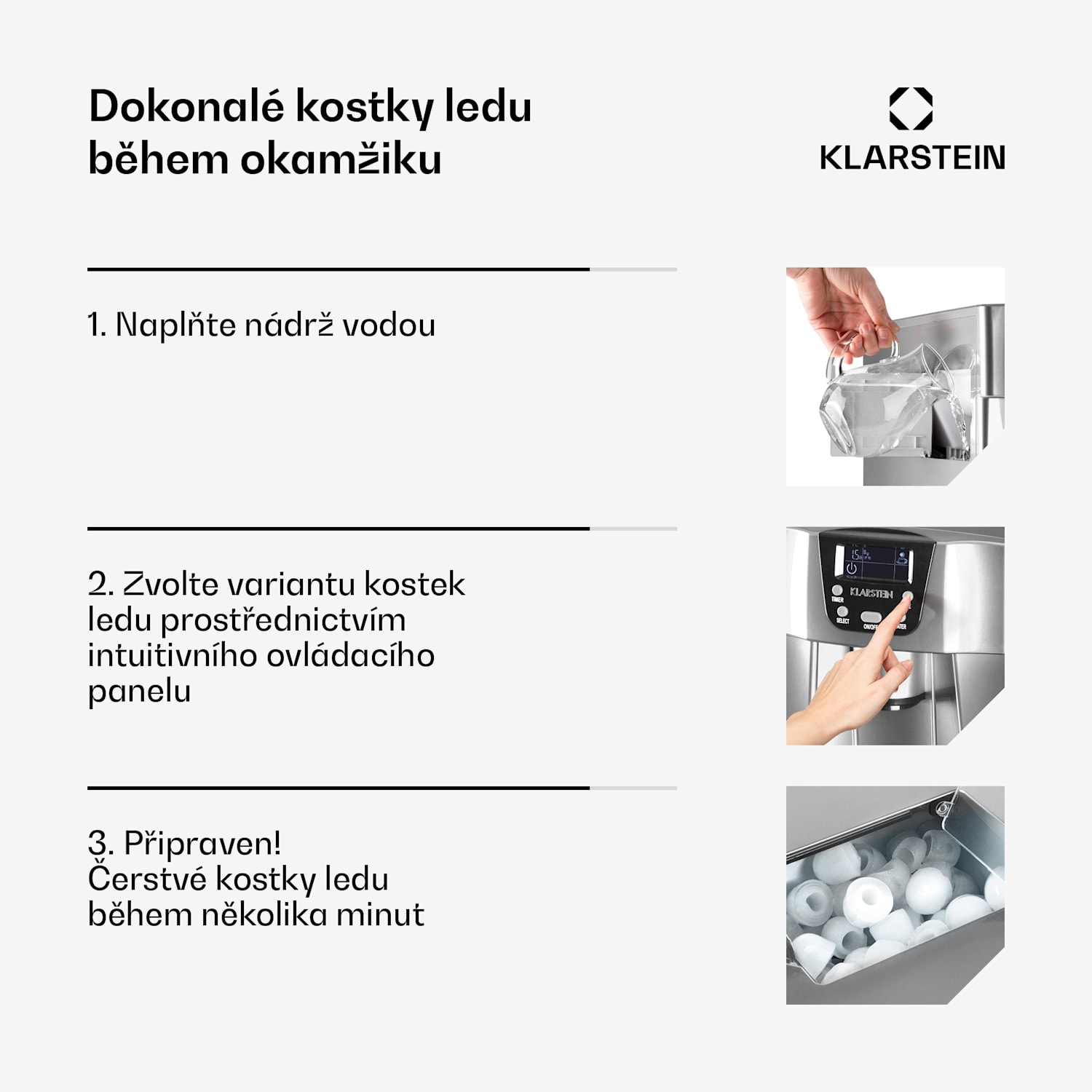 Ice Volcano 2G, výrobník ledu, 12 kg/24 h, 2 l, LED, stříbrný Stříbrná