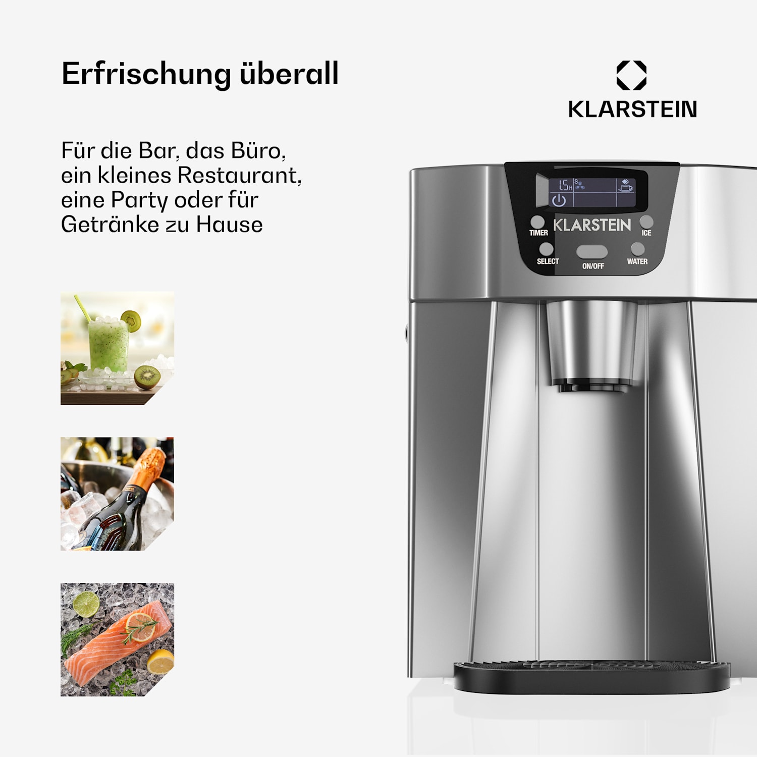 Ice Volcano 2G Eismaschine LED 12kg je 24h 2l 6-12min silber Silber