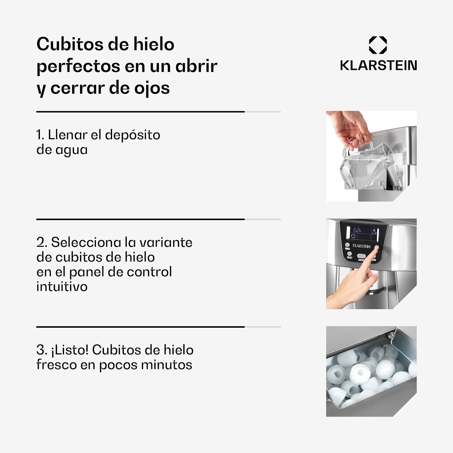Ice Volcano 2GS Máquina de hielo LED 12kg plateada Plata