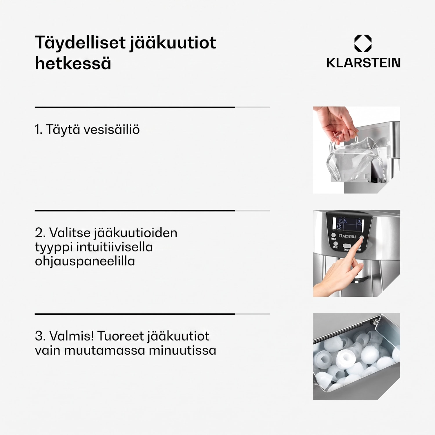 Ice Volcano 2GS jääpalakone LED | 12kg /24h | 2l | 6-10min hopea Hopea
