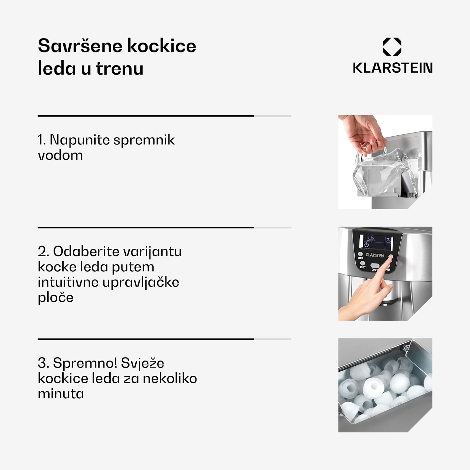 ICE VOLCANO 2G, LEDOMAT LED, 12 KG SVAKIH 24 H, 2 L, 6-10 MIN, SREBRNA BOJA Srebro
