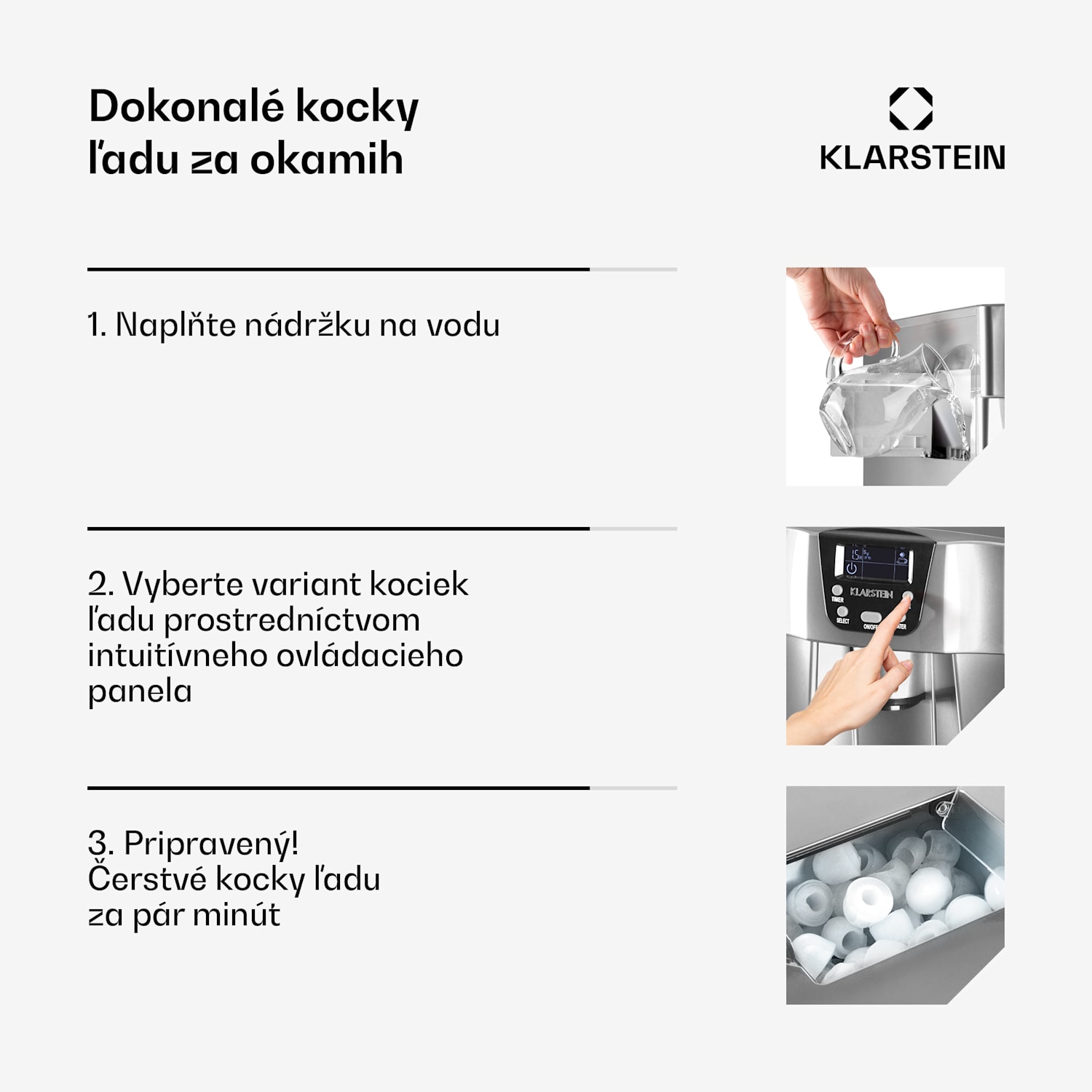 Ice Volcano 2 GS, výrobník ľadu, 13 kg/24 h, zariadenie na výrobu ľadu, LED, strieborný Strieborná