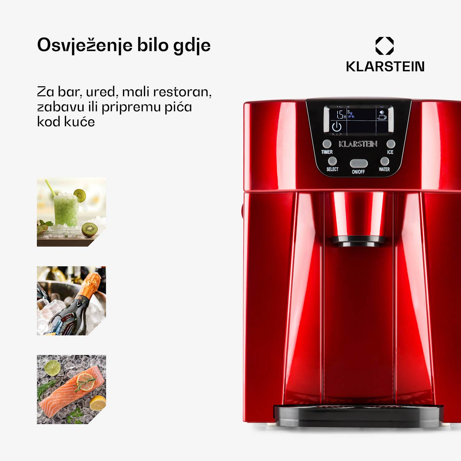 ICE VOLCANO 2G, LEDOMAT LED, 12 KG SVAKIH 24 H, 2 L, 6-10 MIN, CRVENA BOJA Crvena