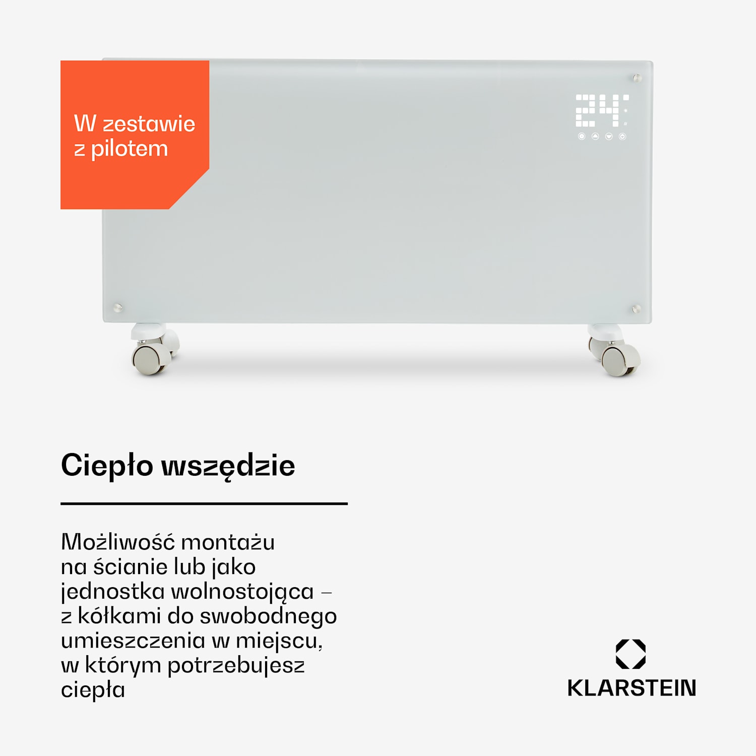 Bornholm, grzejnik konwekcyjny, 2000W, wyświetlacz LED, 2 stopnie grzania, biały 2000 W | Nie | Biały