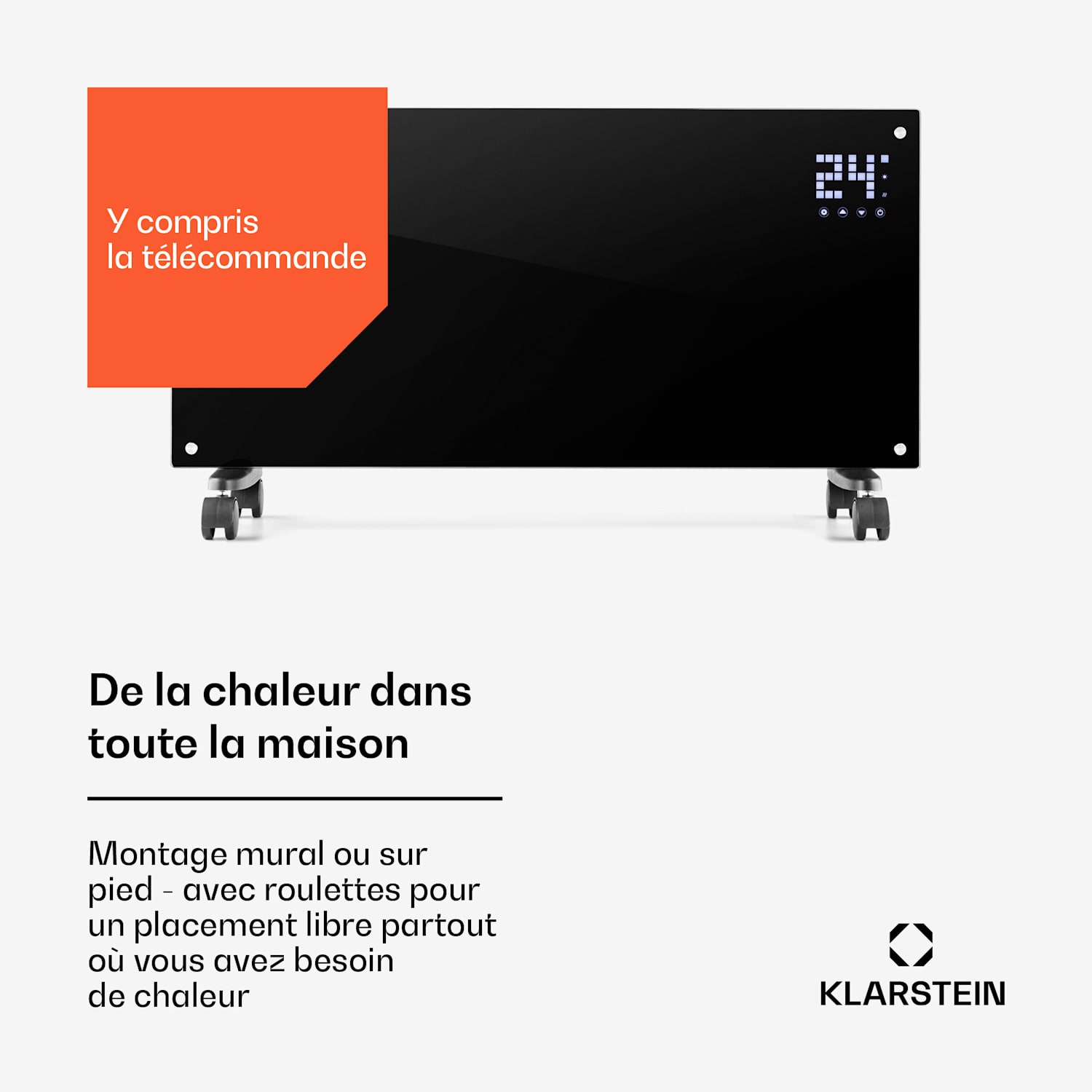 Bornholm Radiateur à convection 2000 W Menu LCD 2 niveaux de chauffage – noir 2000 W | Non | Noir