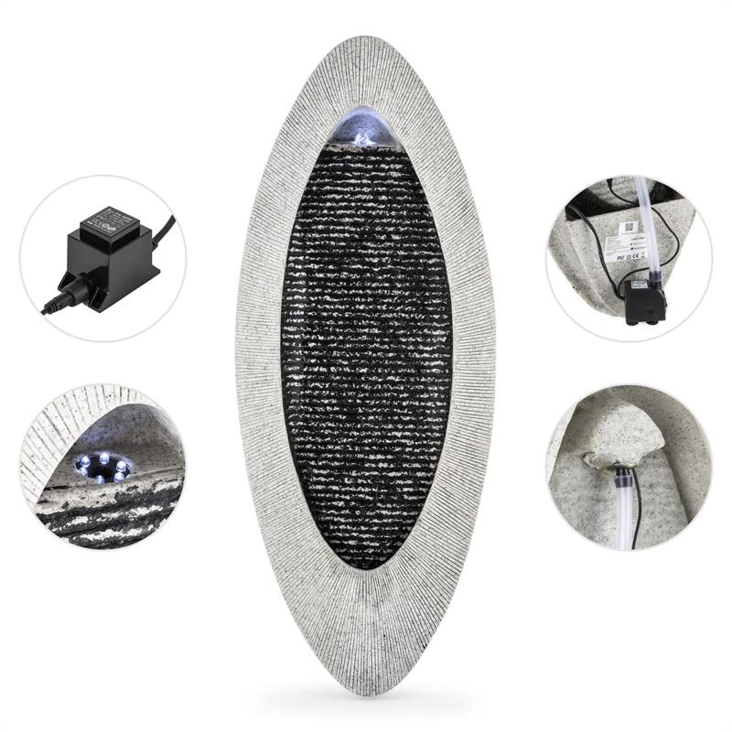 Gavarnie Wandfontein LED 37,5 x 89,5 x 9 cm ovaal Pomp IP67 