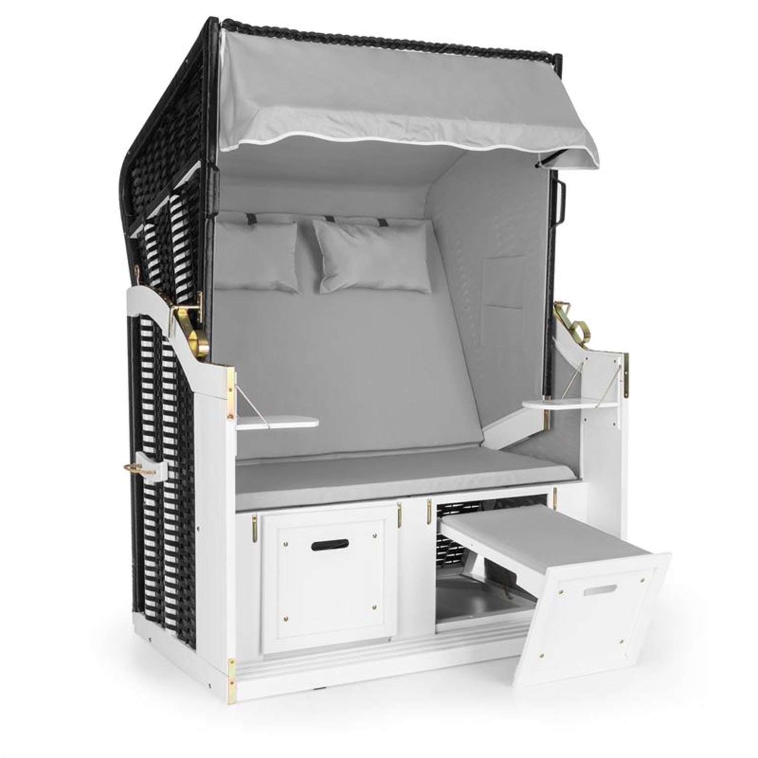 Hiddensee, plážové sedenie, plážový kôš XL, dvojsedadlo, ležadlo, borovica, sivé 