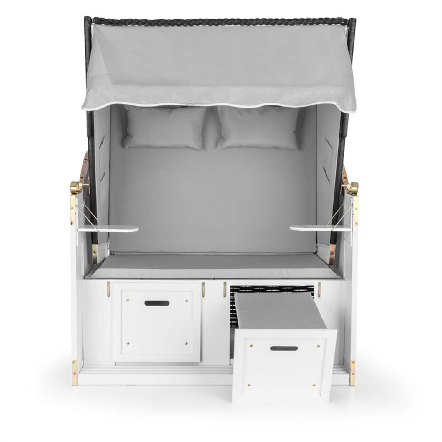 Hiddensee, plážové sedenie, plážový kôš XL, dvojsedadlo, ležadlo, borovica, sivé 