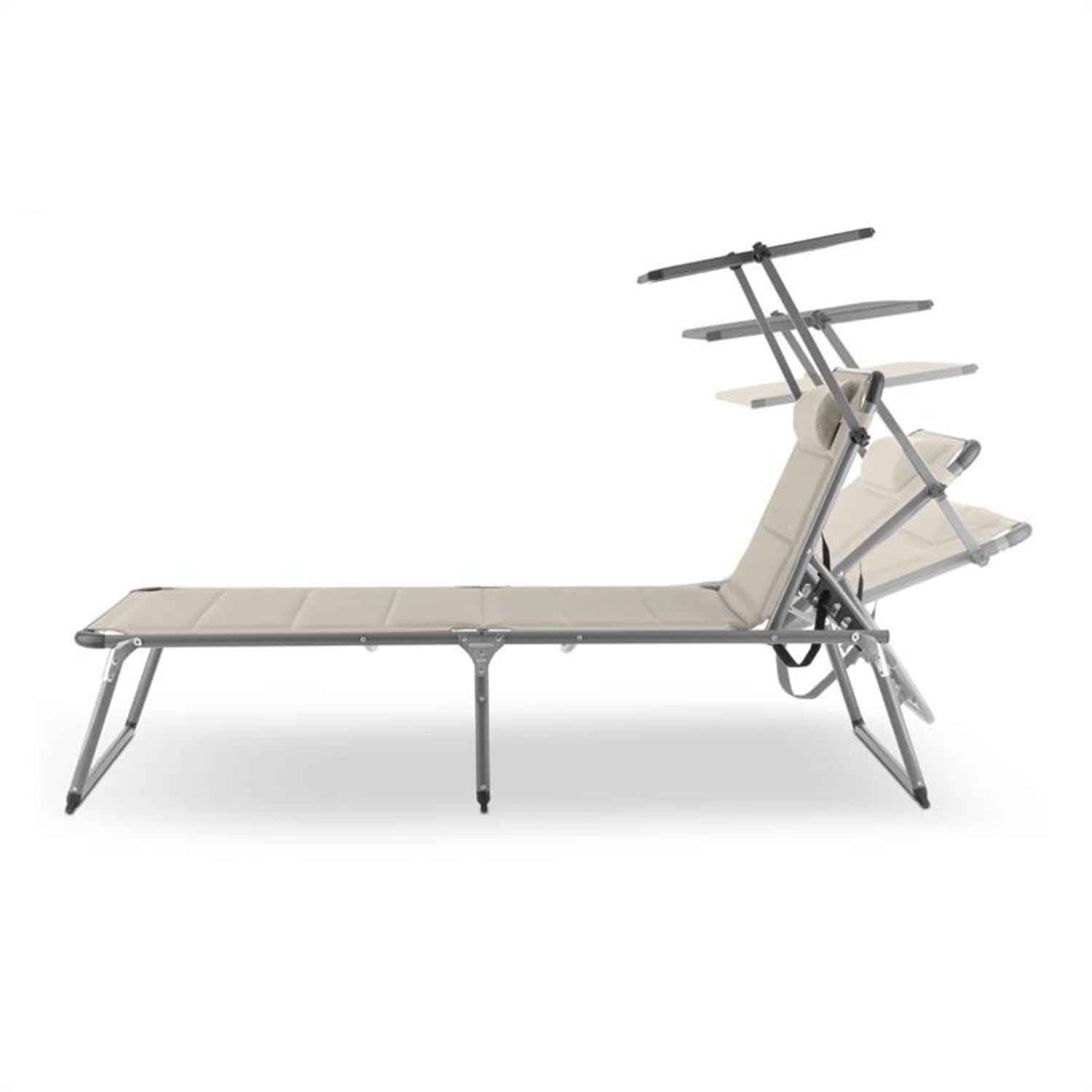 Amalfi Creamy Beige, leżak ogrodowy z daszkiem, 70 x 37 x 200 cm Jasny Taupe
