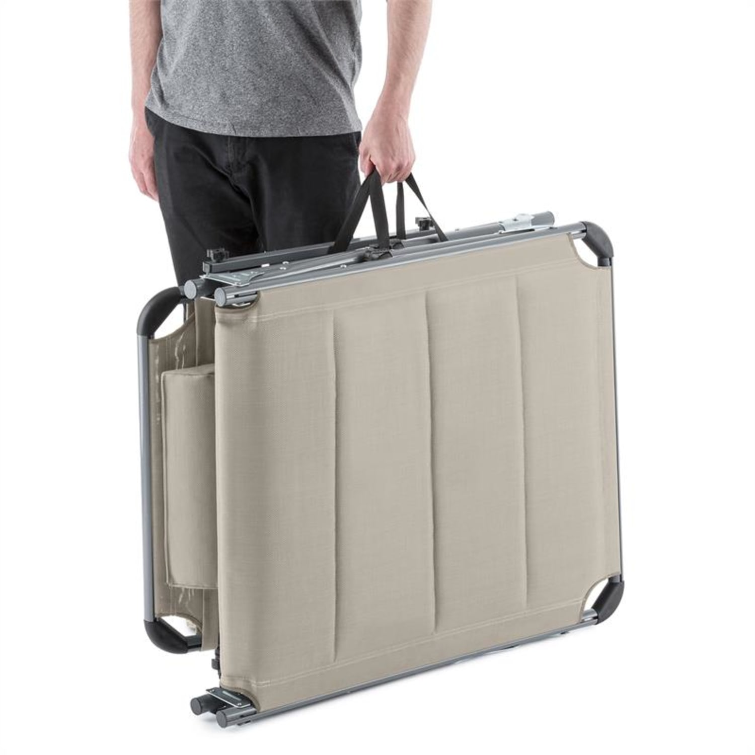 Amalfi Creamy Beige, leżak ogrodowy z daszkiem, 70 x 37 x 200 cm Jasny Taupe