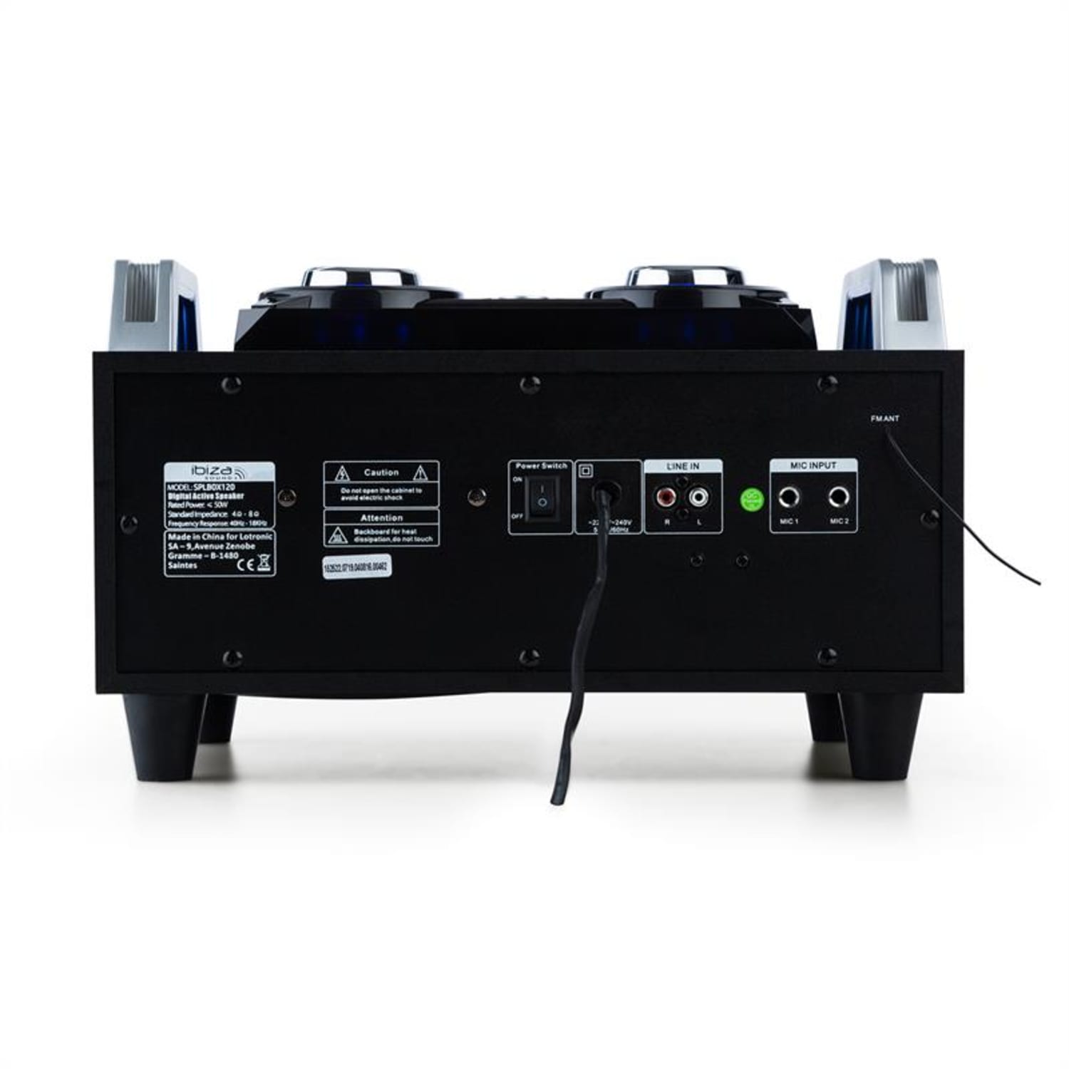 SPLBOX100 Sistema de Som c/Altifalante 120W Bluetooth FM USB/SD LED 
