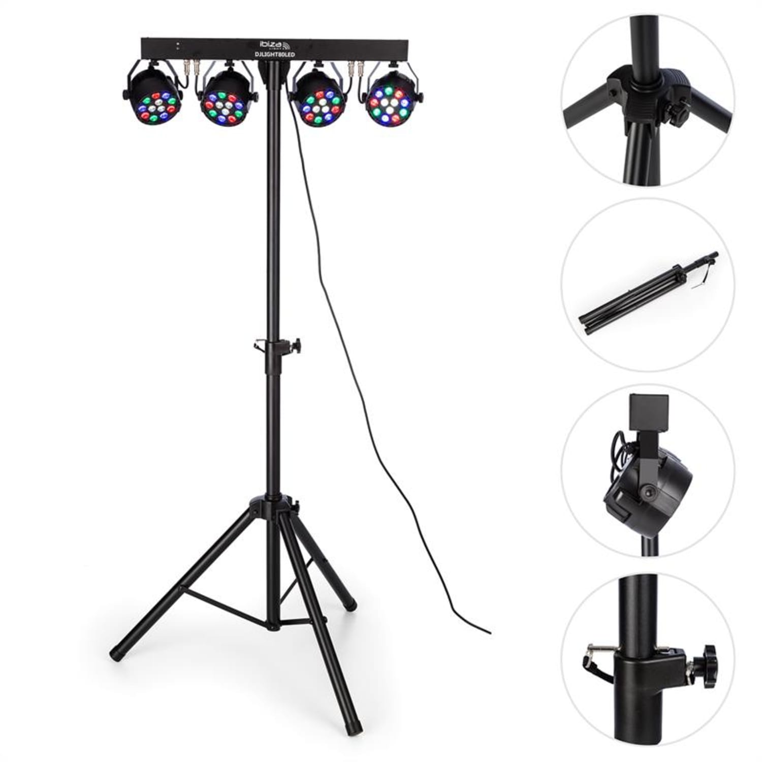 DJLIGHT80LED, állvány négy 1 W-tos RGBW LED PAR reflektorral 