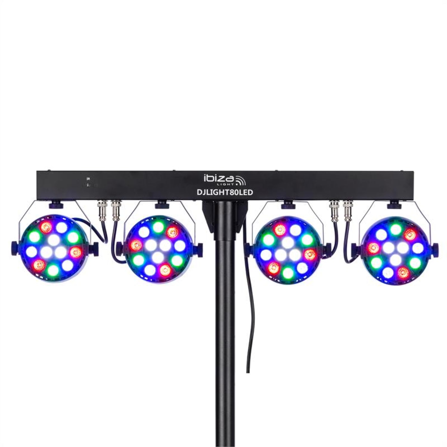 DJLIGHT80LED, állvány négy 1 W-tos RGBW LED PAR reflektorral 