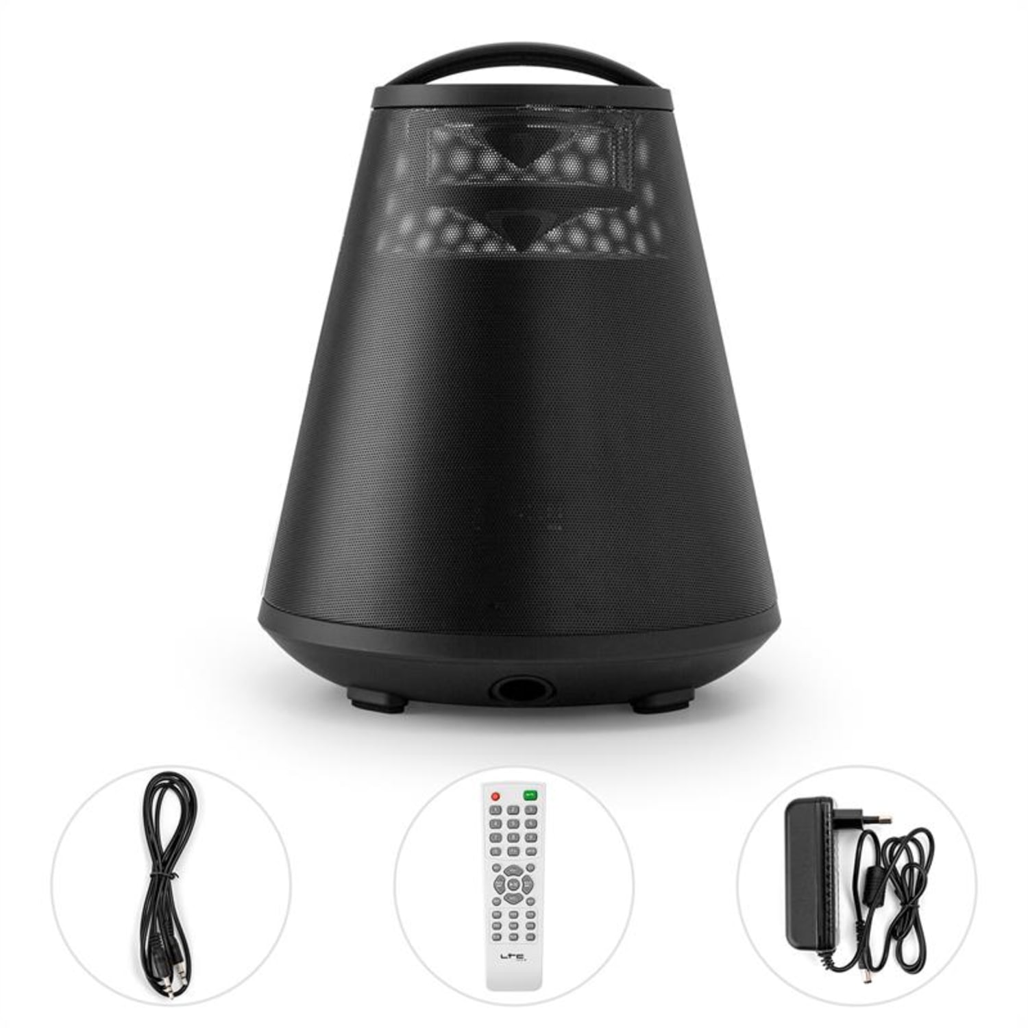 FREESOUND65 Coluna Bluetooth c/ Bateria áudio 360° LED AUX USB SD UKW Preta Preto