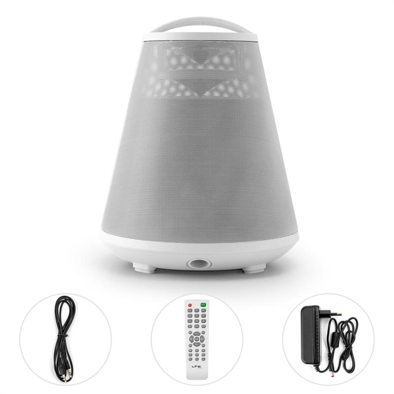 FREESOUND65 Coluna Bluetooth c/ Bateria áudio 360° LED AUX USB SD UKW Branca Branco