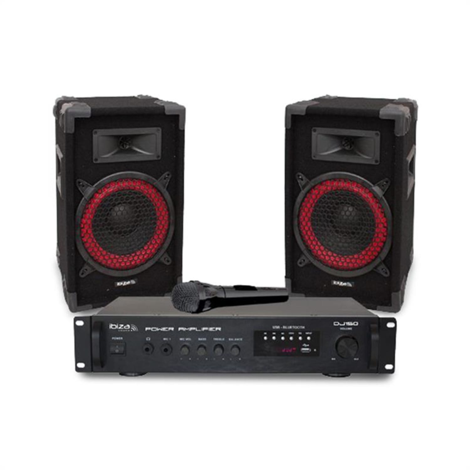 DJ150 Disco Sound Set Amplificatore PA 19" 2 x Altoparlanti 150W 