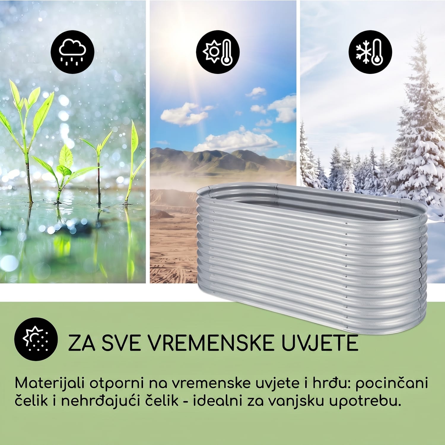High Grow povišena žardinjera 200 x 100 x 80 cm | Srebro