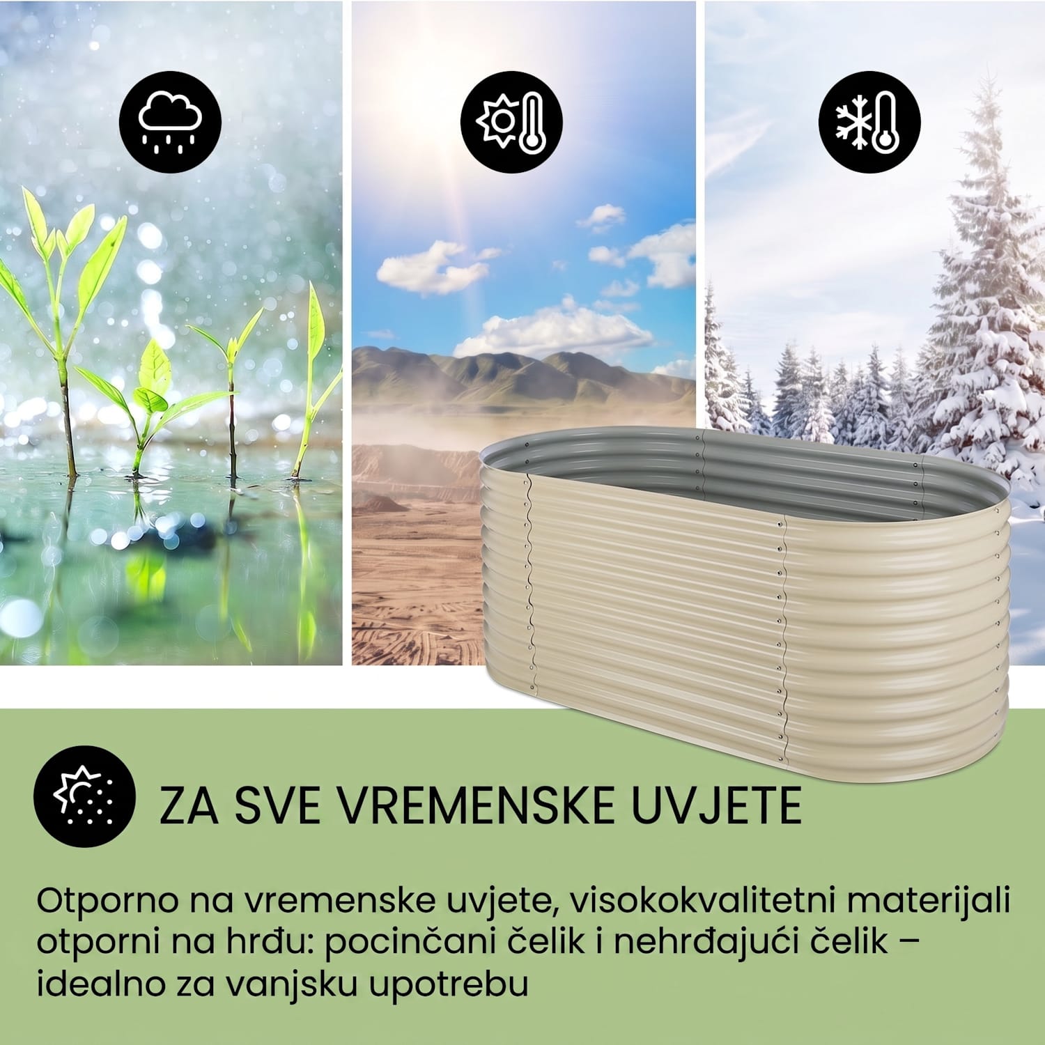 High Grow povišena žardinjera 200 x 100 x 80 cm | Krem