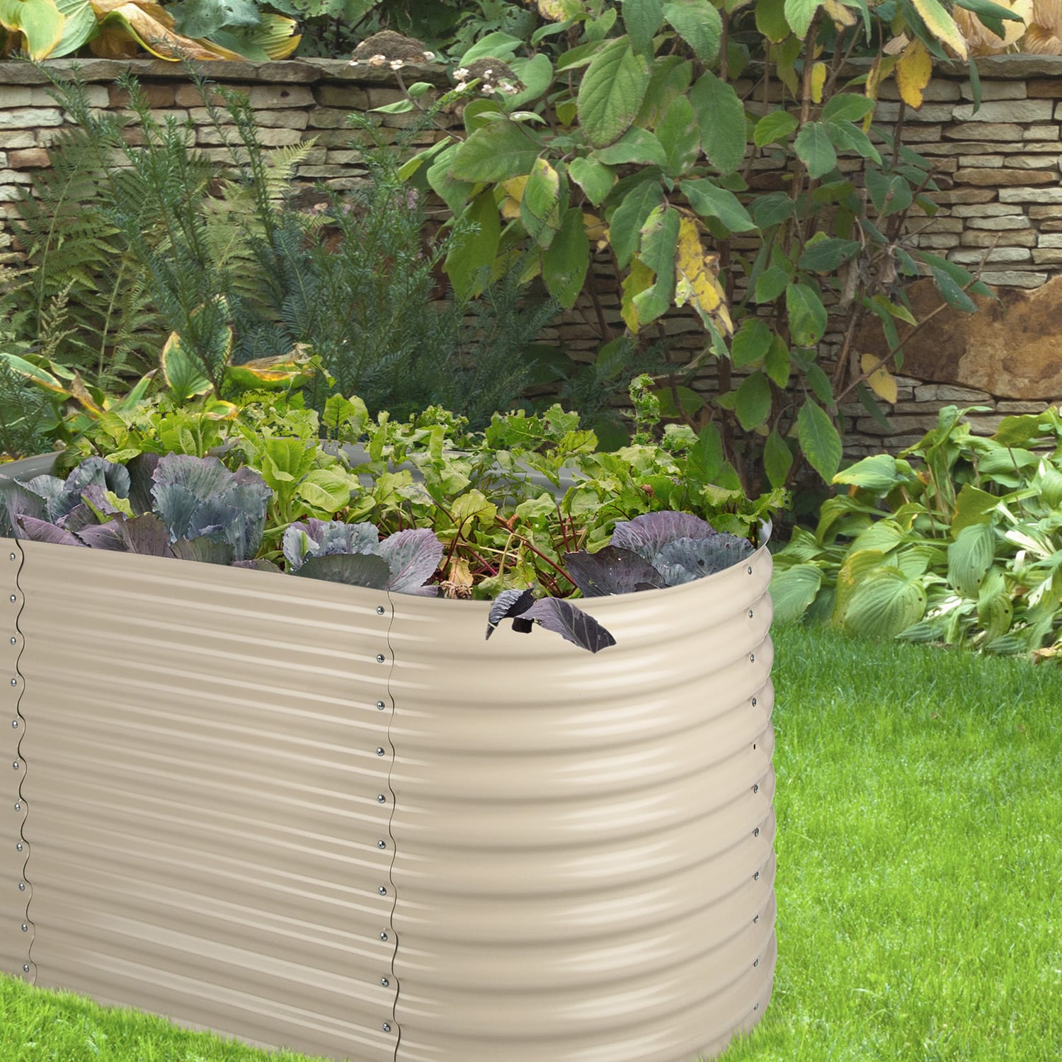 High Grow kasvimaa/viljelylaatikko 2,0 m sinkki-alumiinipinnoite beige 200 x 100 x 80 cm | Kerma